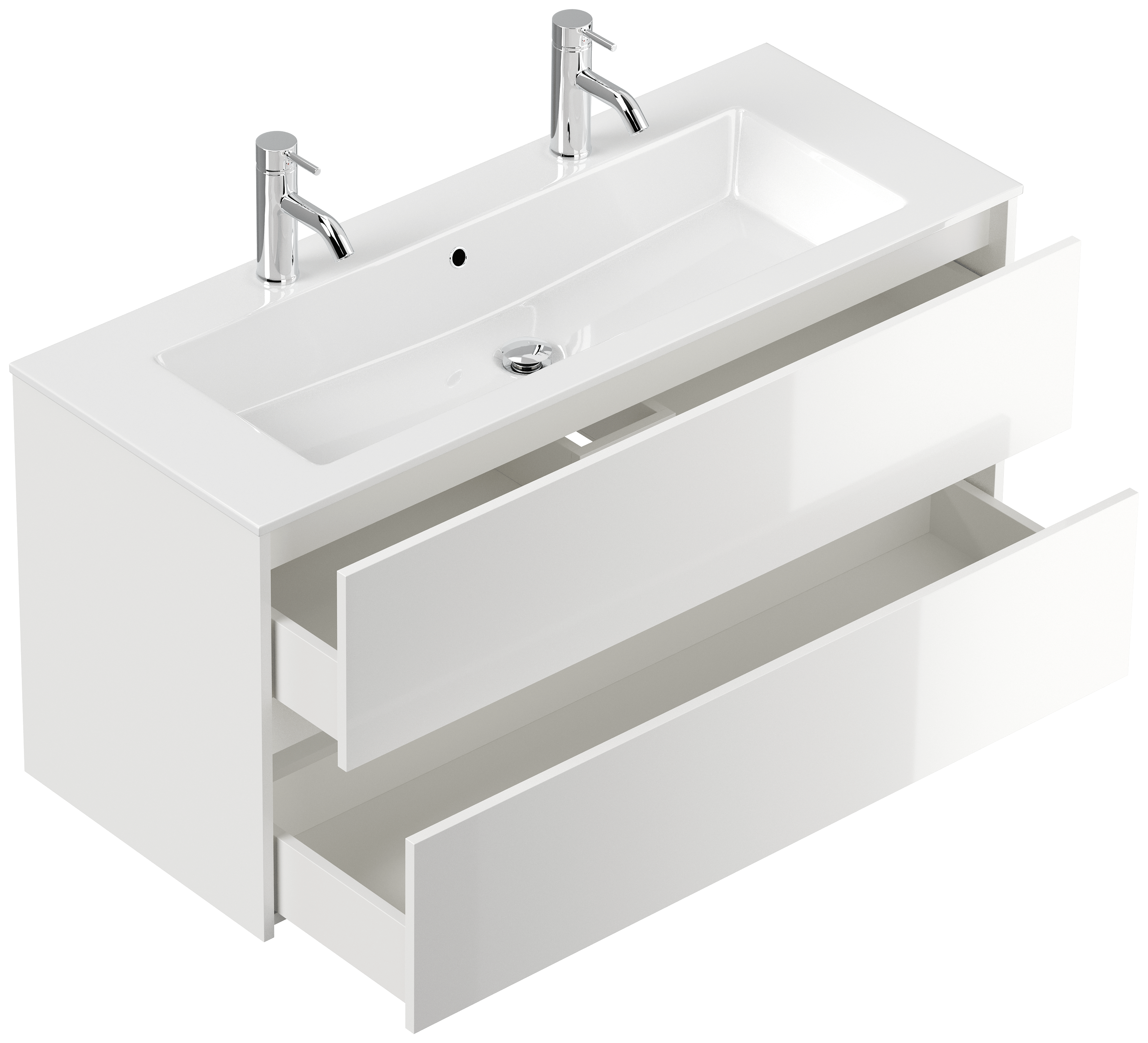 Doppelbadmöbel Taifun & Waschtisch 120 cm 2 Greif SoftClose weiß Hgl