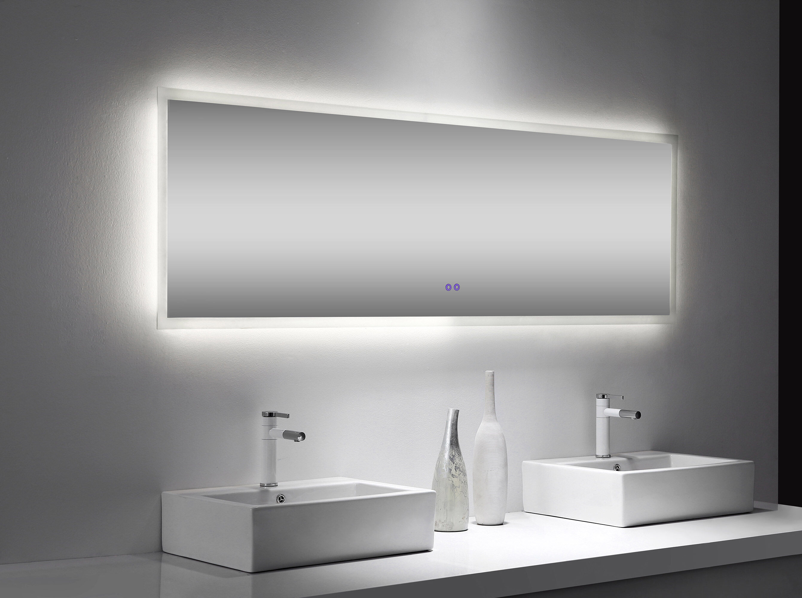 Badmöbelset Colossos200 4-teilig LED Spiegel 2x Hochschrank weiss hochglanz