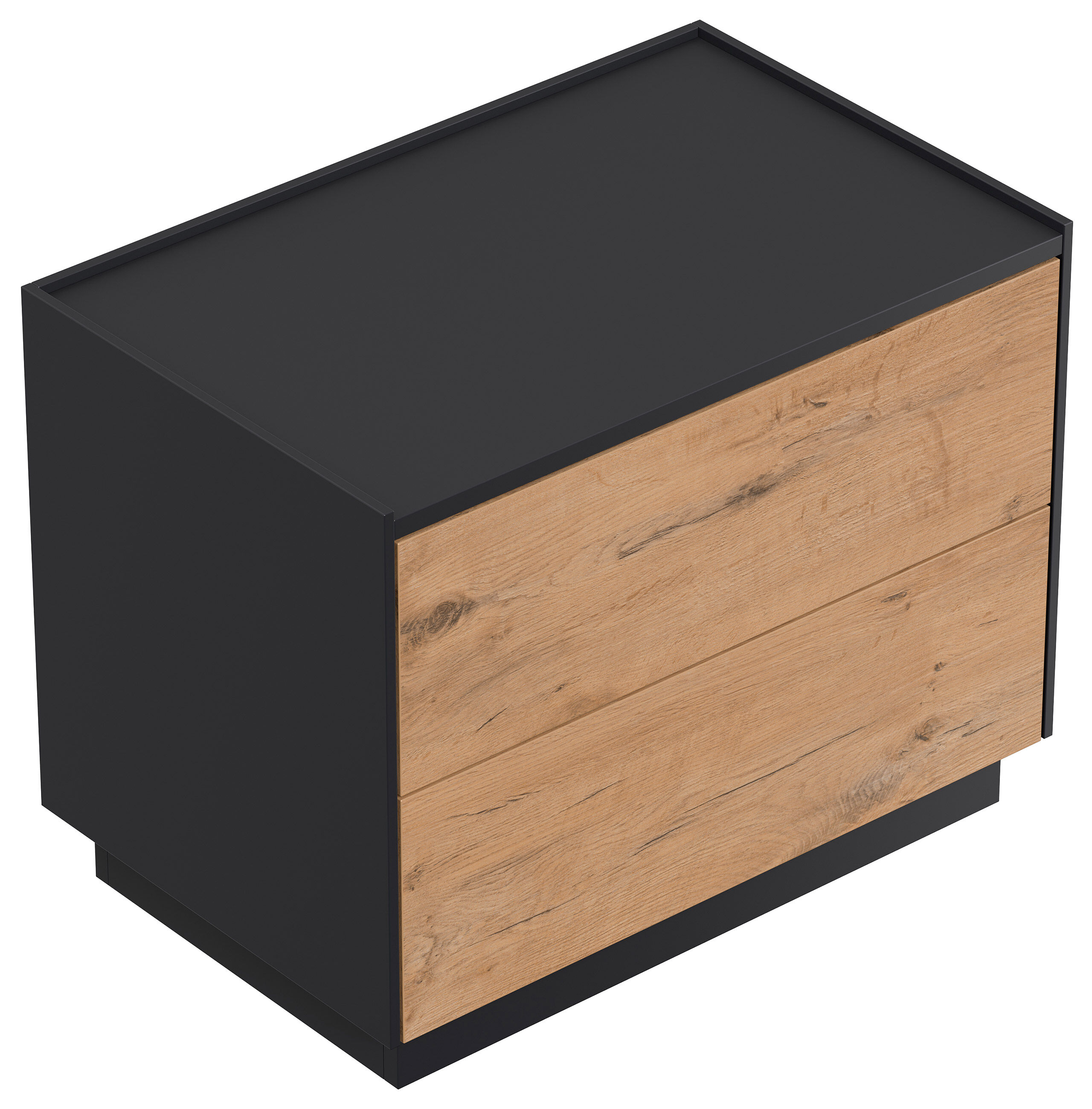 Design Nachttisch Kommode Concepto XL 70cm, 2 Pushauszüge lackiert Weiß Hgl