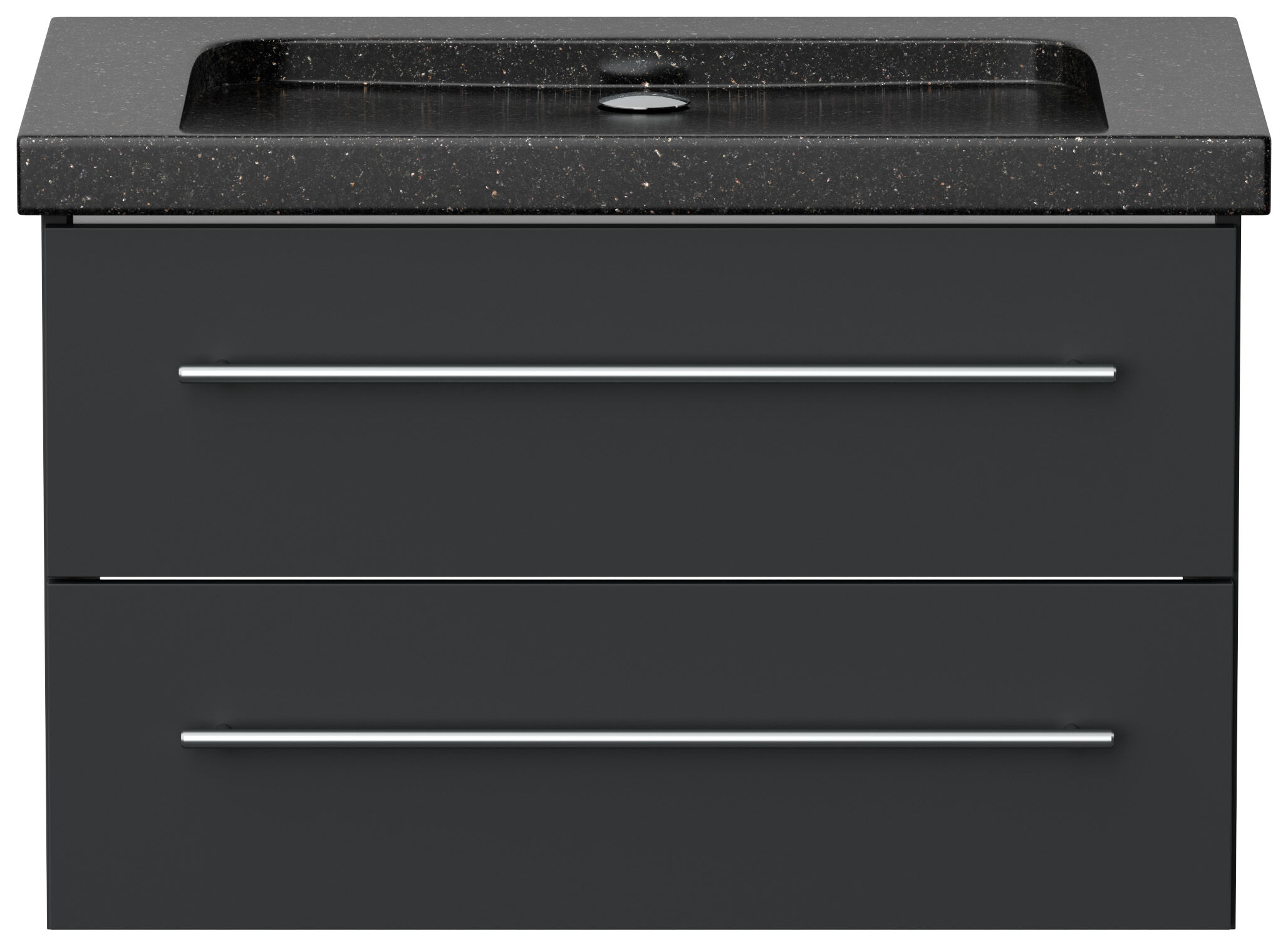 Badmöbel Granit Galaxy Black Damo 75 cm ohne Hahnloch SoftClose grafit