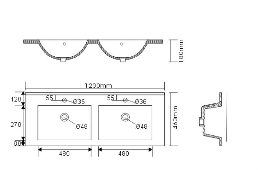 Badmöbelset Helios 4 tlg inkl Spiegelschrank, Hochschränke SoftClose beton