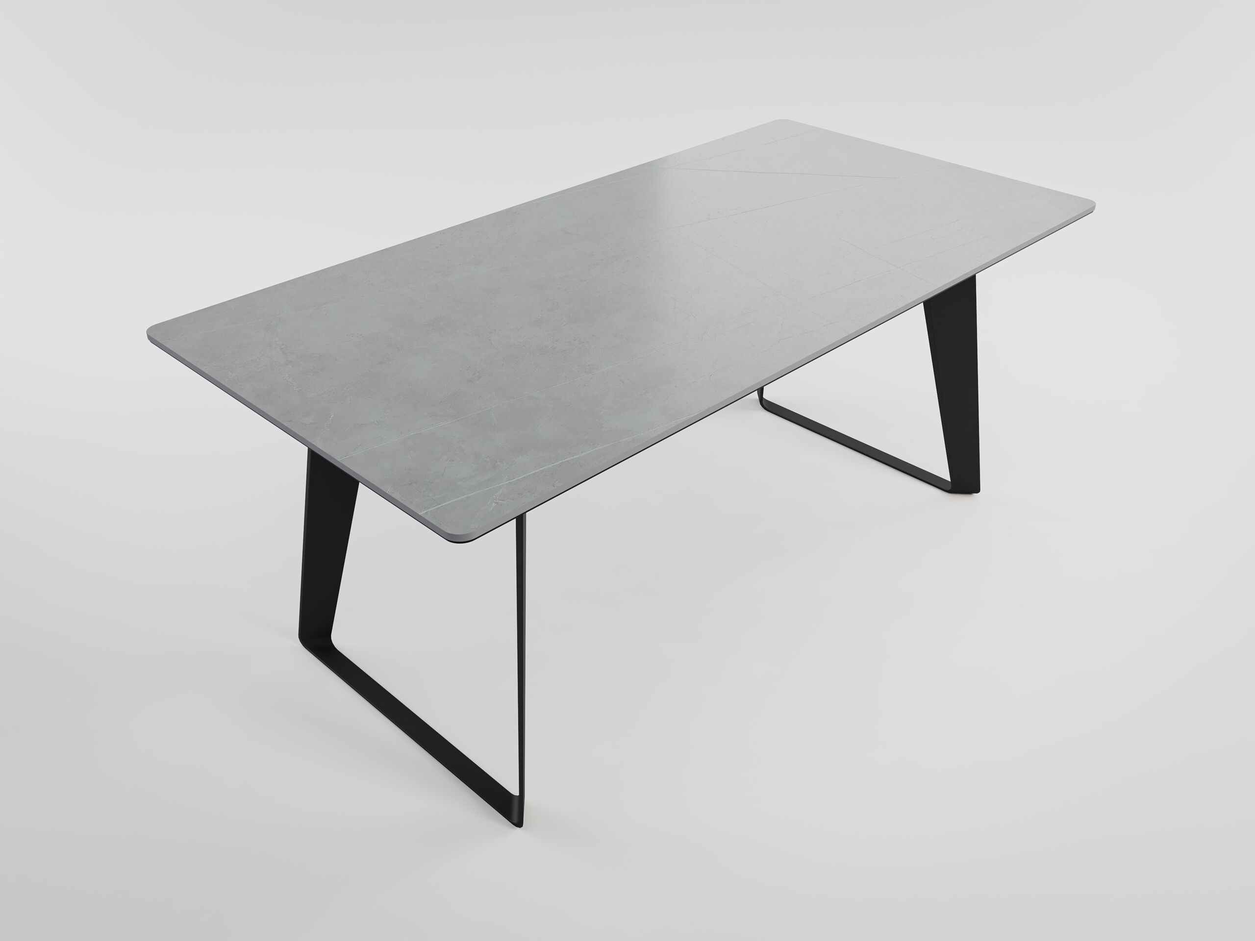 Esszimmertisch FLORINT 180x90cm graue Keramikplatte schwarze Design-Tischkufen