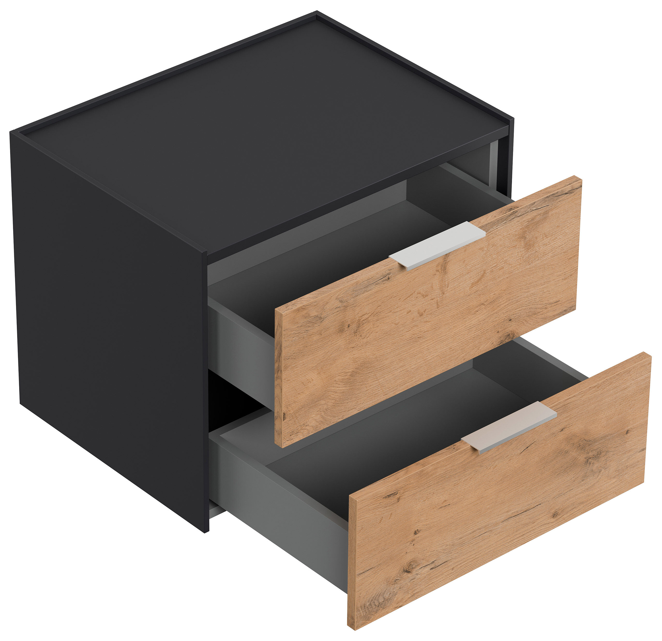 Design Nachttisch Kommode Artem 60cm, 2 Softeinzüge Oak