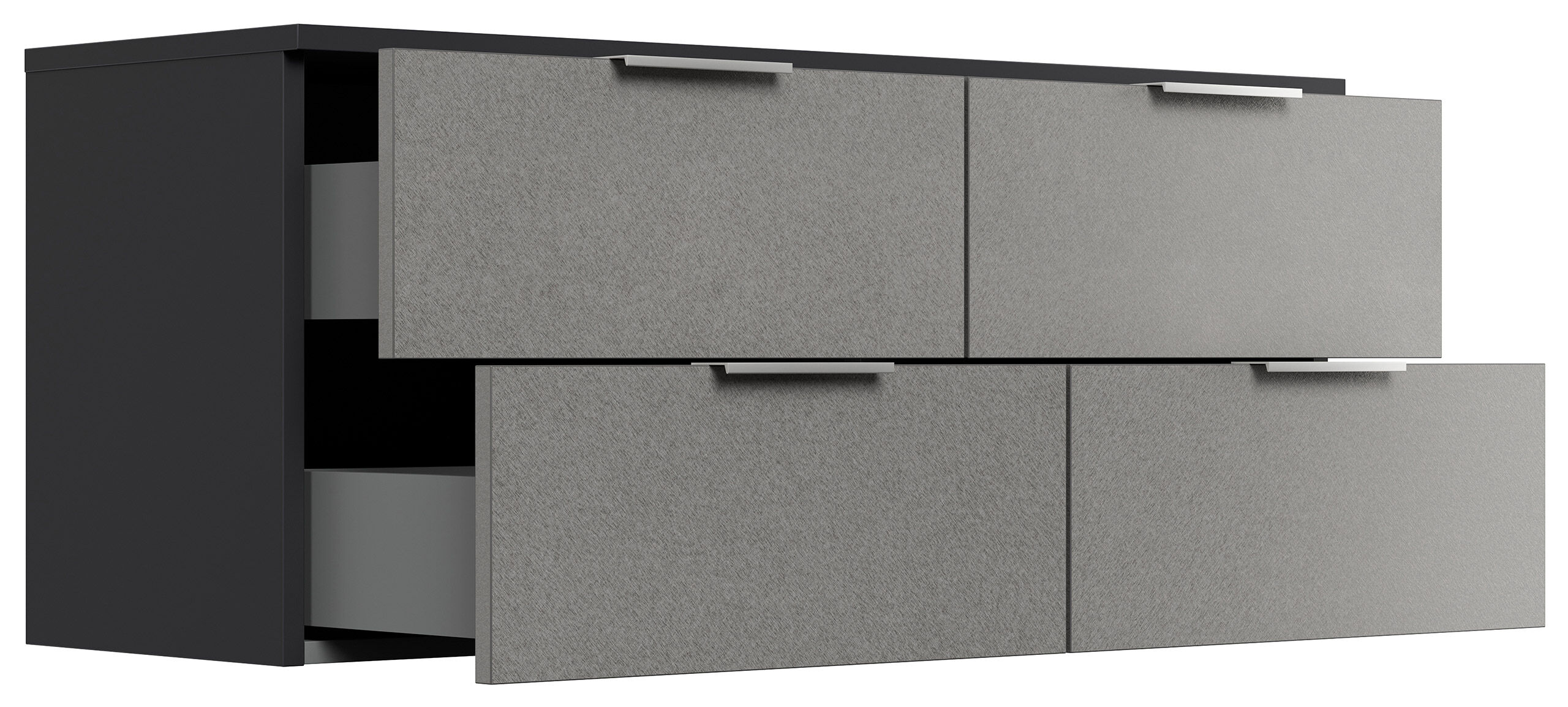 Design Hängekonsole Sideboard Urban Slimline 4 Softeinzüge lackiert Creme-Grafit