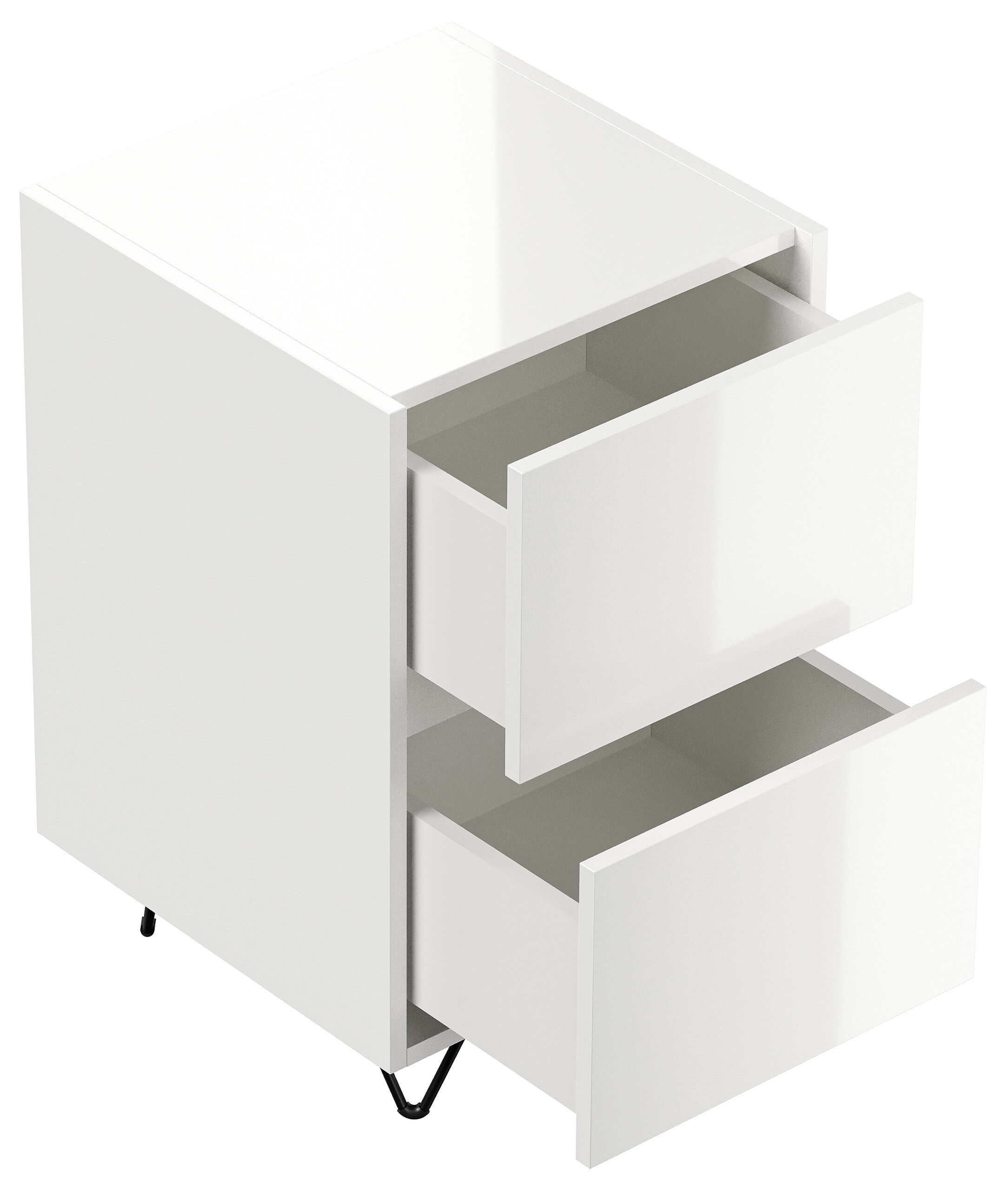 Nachttisch Yako 40cm 2 SoftClose stehend Weiß & Eiche Top