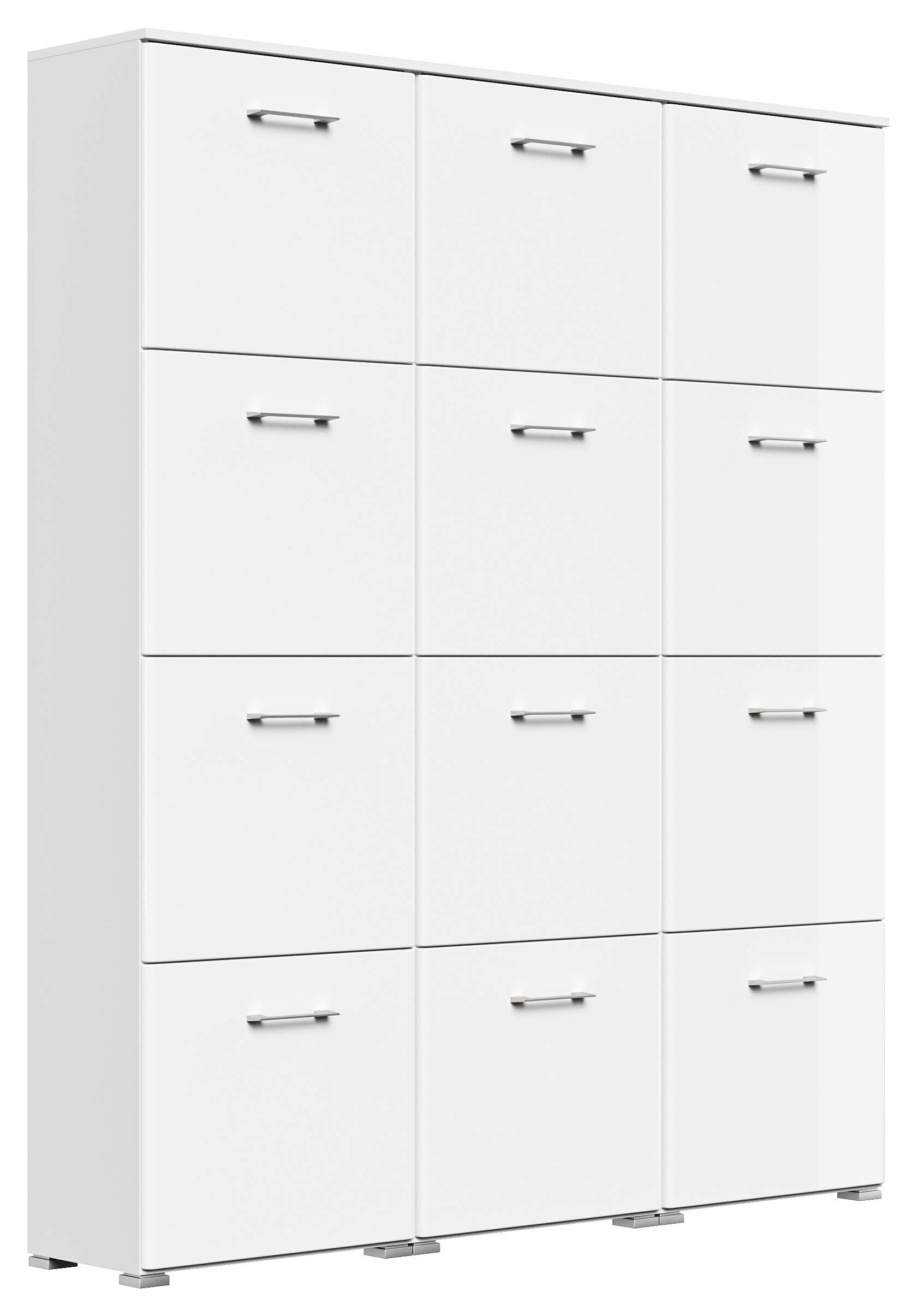 Schuhschrank XXXL Emotion 12 Klappen 48 Paar 160x187 cm Weiss-Weiss Hgl