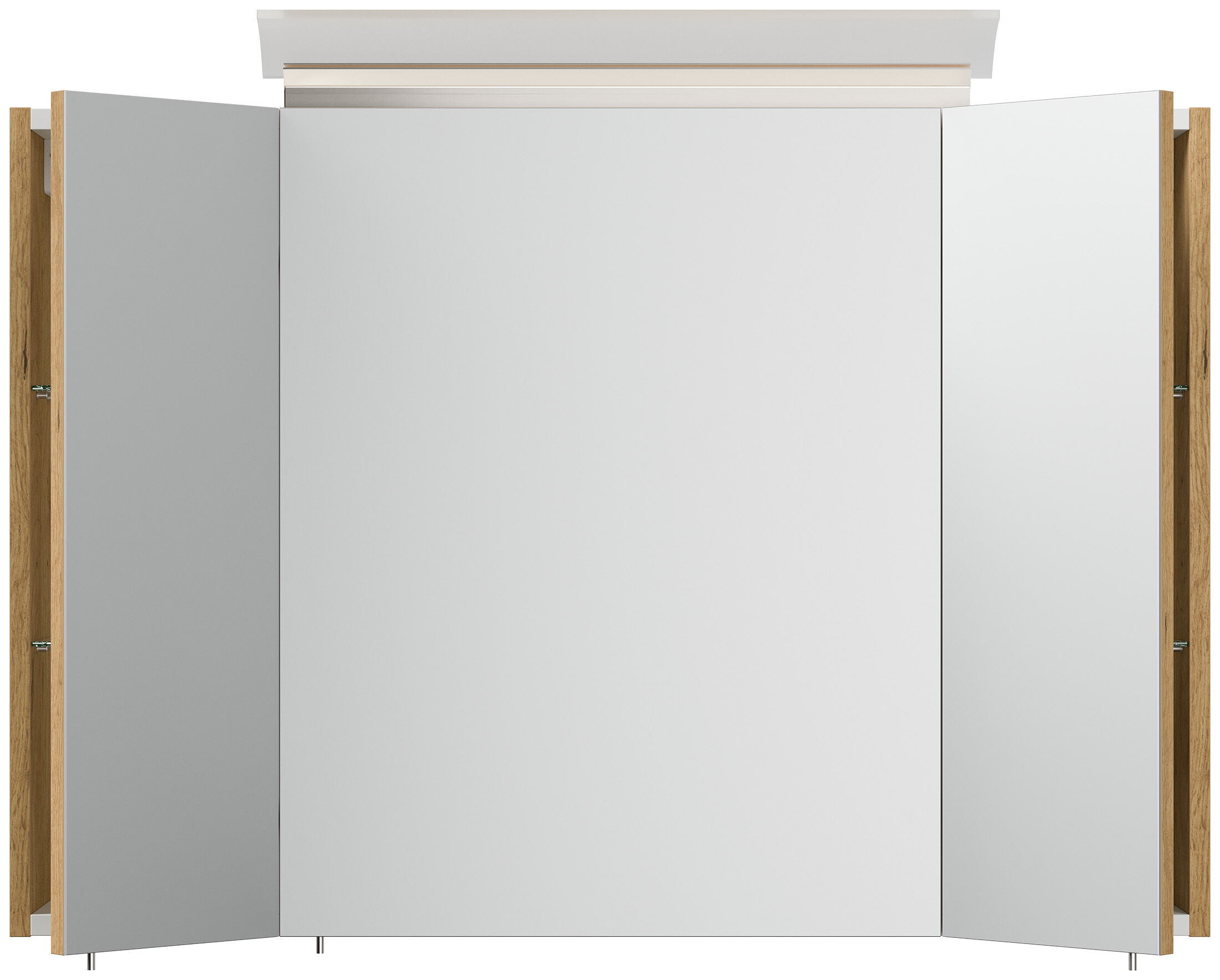 Spiegelschrank 90cm inkl. Design LED-Lampe und Glasböden weiss hochglanz