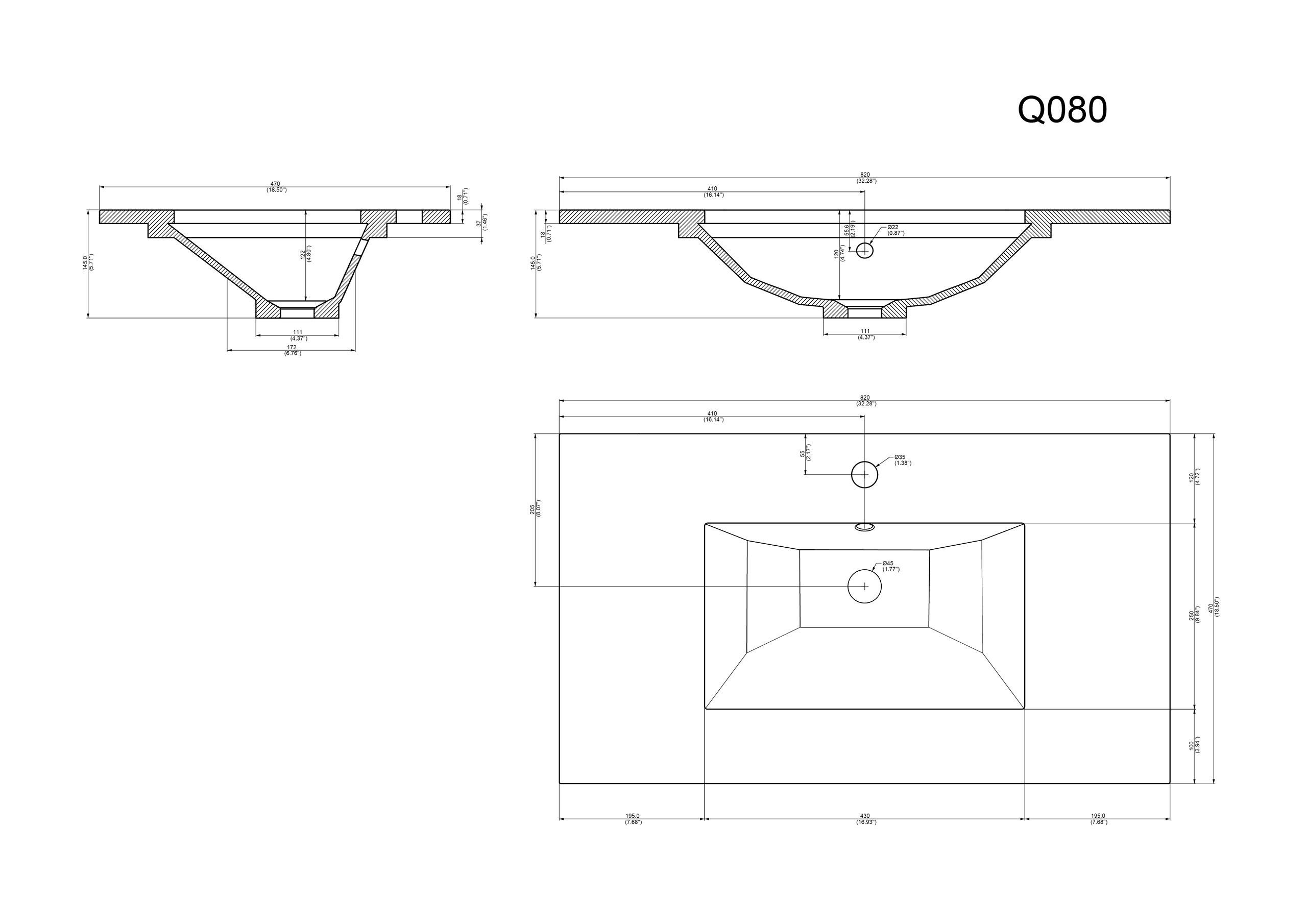 Badmöbel Eton 800 Quarz Carrara SoftClose weiss hochglanz