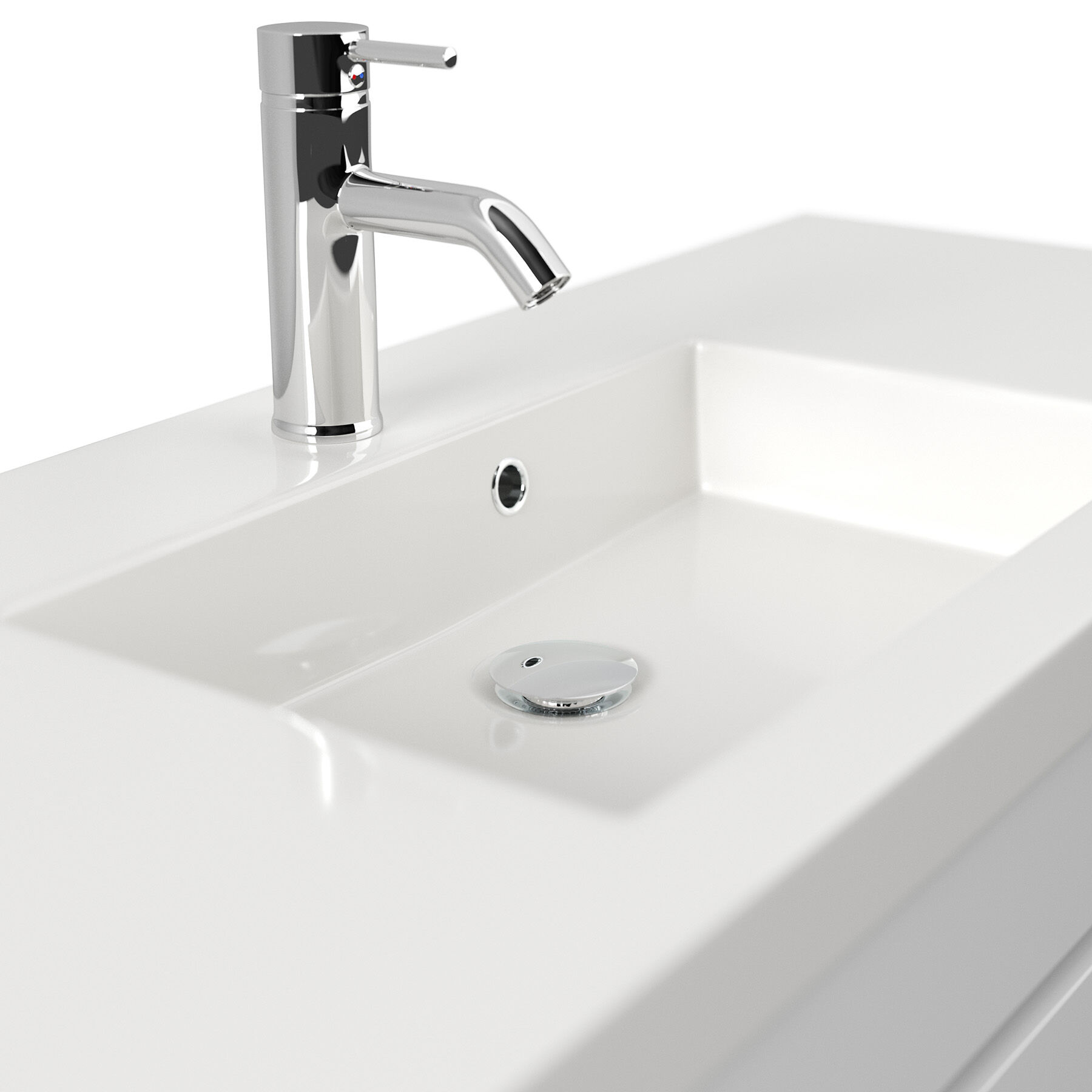 Stand Badmöbel GENEVA 120 SoftClose weiss hochglanz mit 3 grifflosen Schubladen