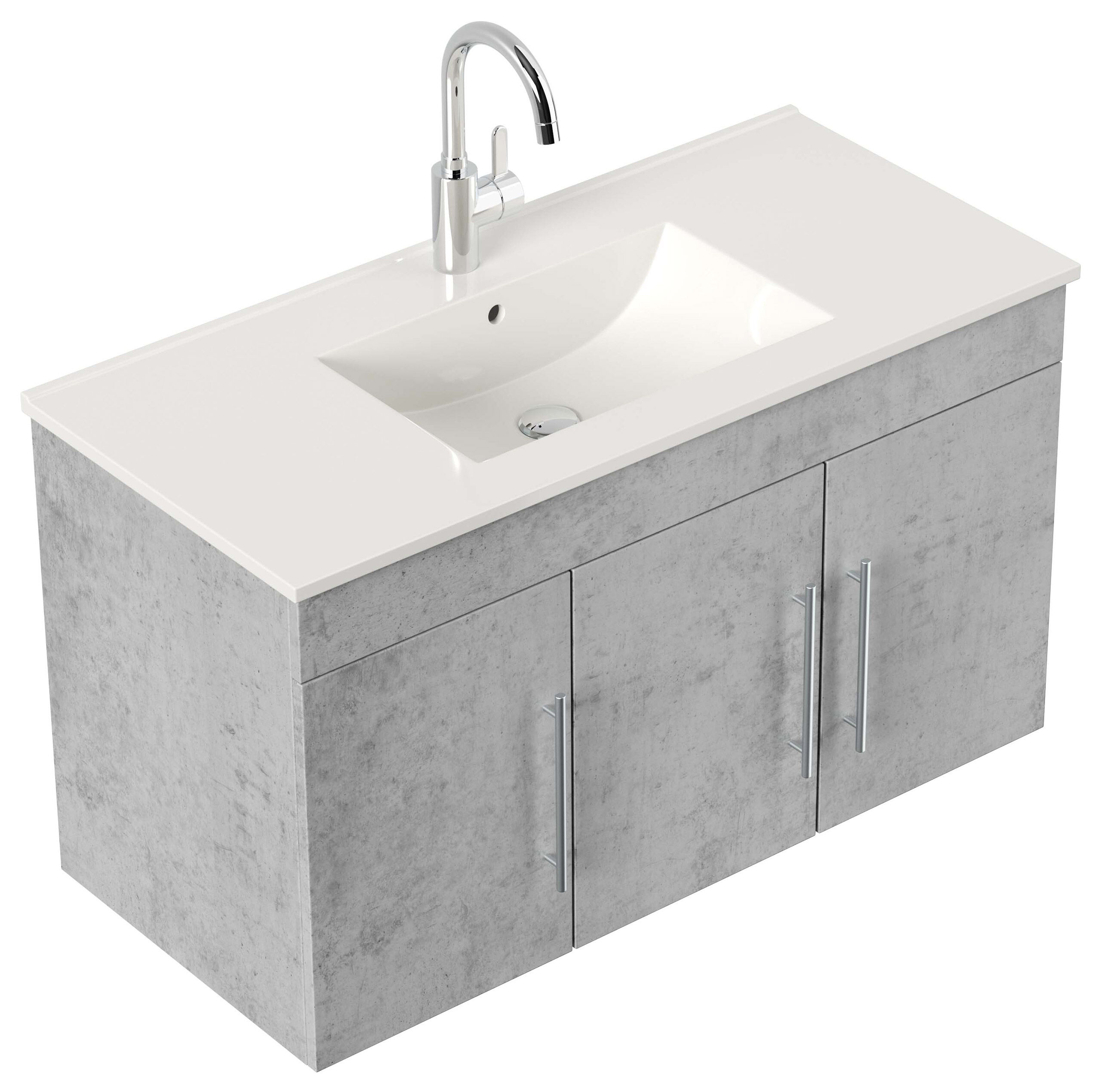 Badmöbel Venezia beton Waschtisch mit 3 Softclose Türen