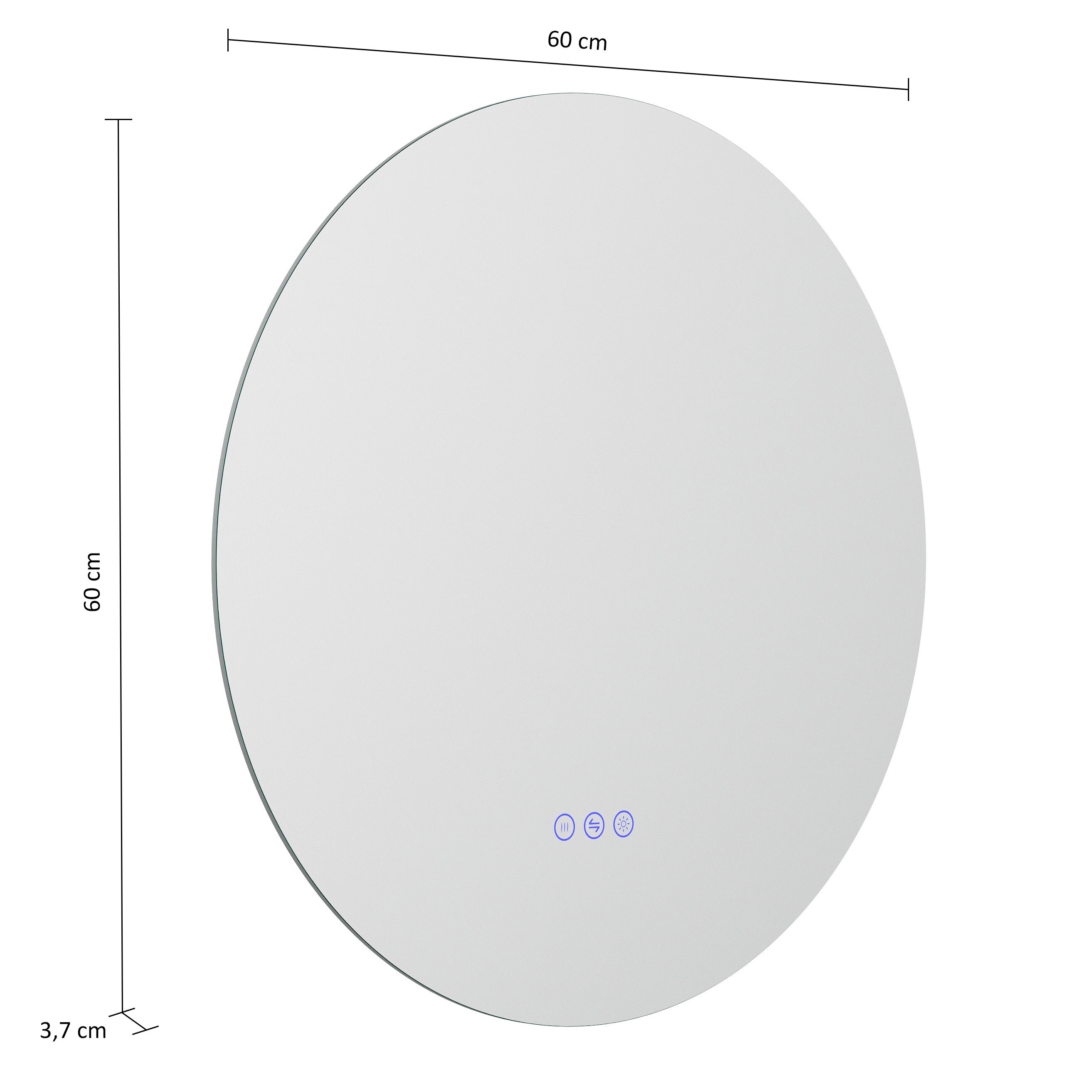Runder LED Spiegel 60cm mit Touch Bedienung
