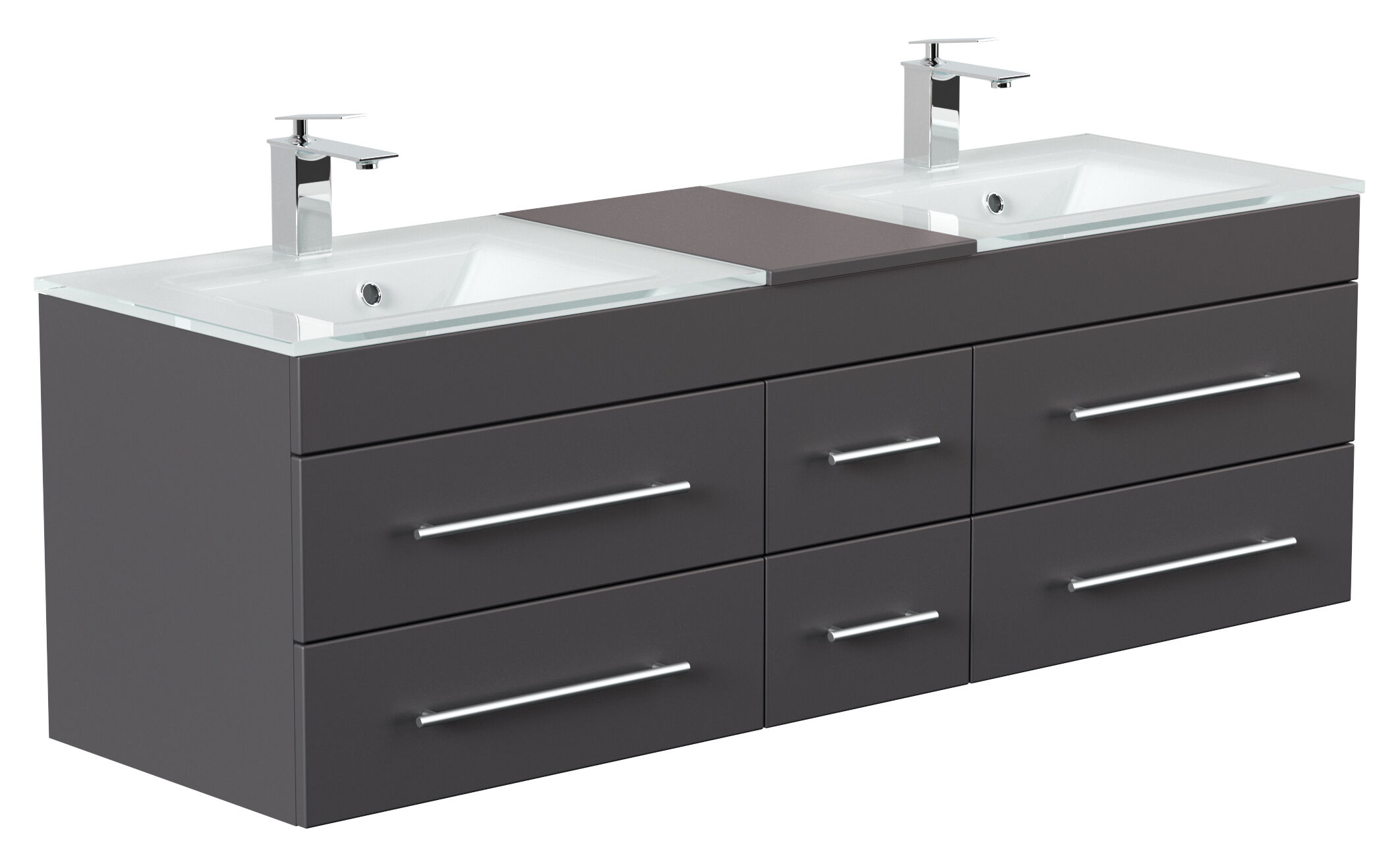 Badmöbel Vitro XL mit Doppel-Glasbecken SoftClose beton
