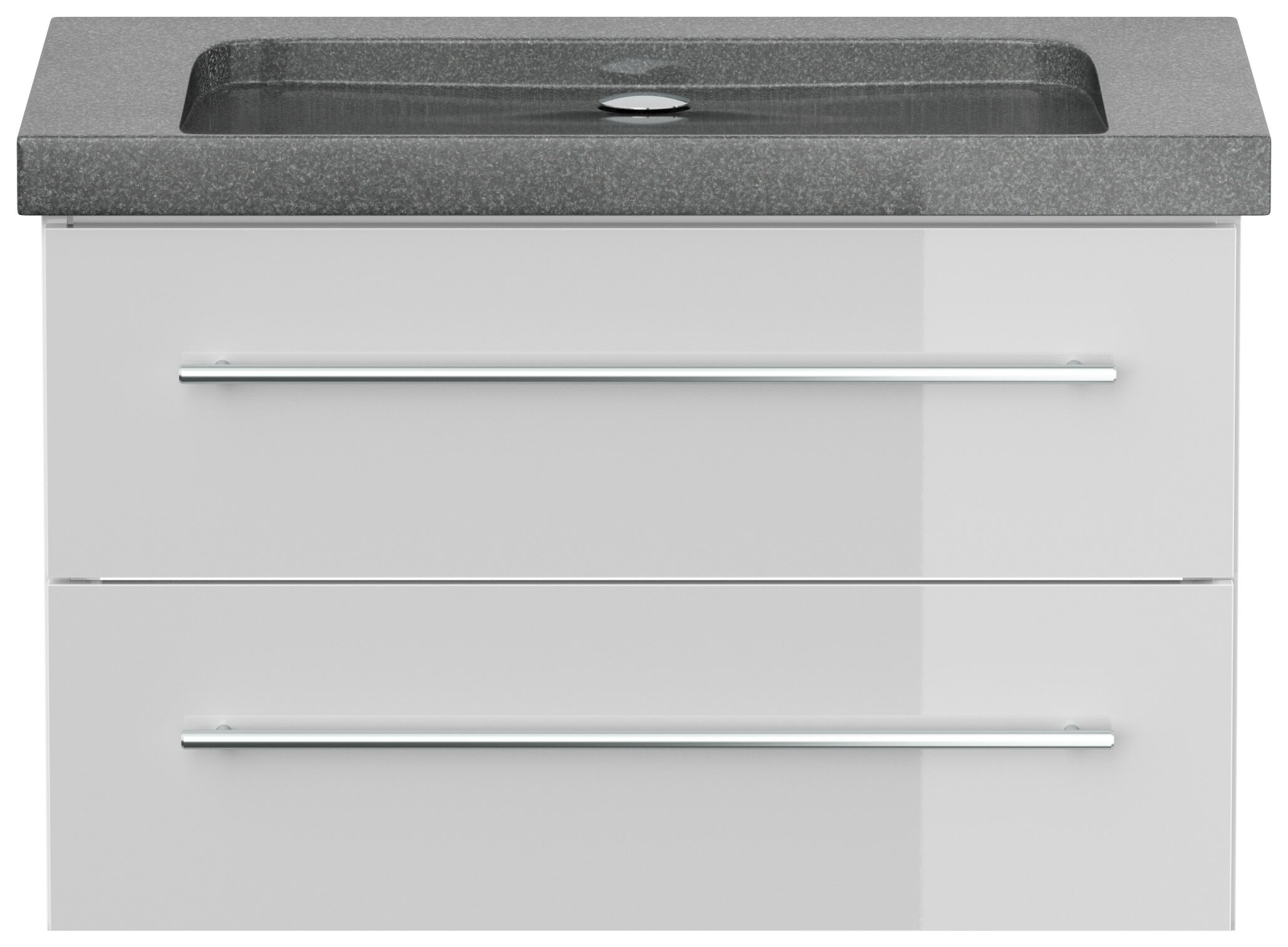 Badmöbel Granit G654 Damo 75 cm ohne Hahnloch SoftClose weiß hochglanz