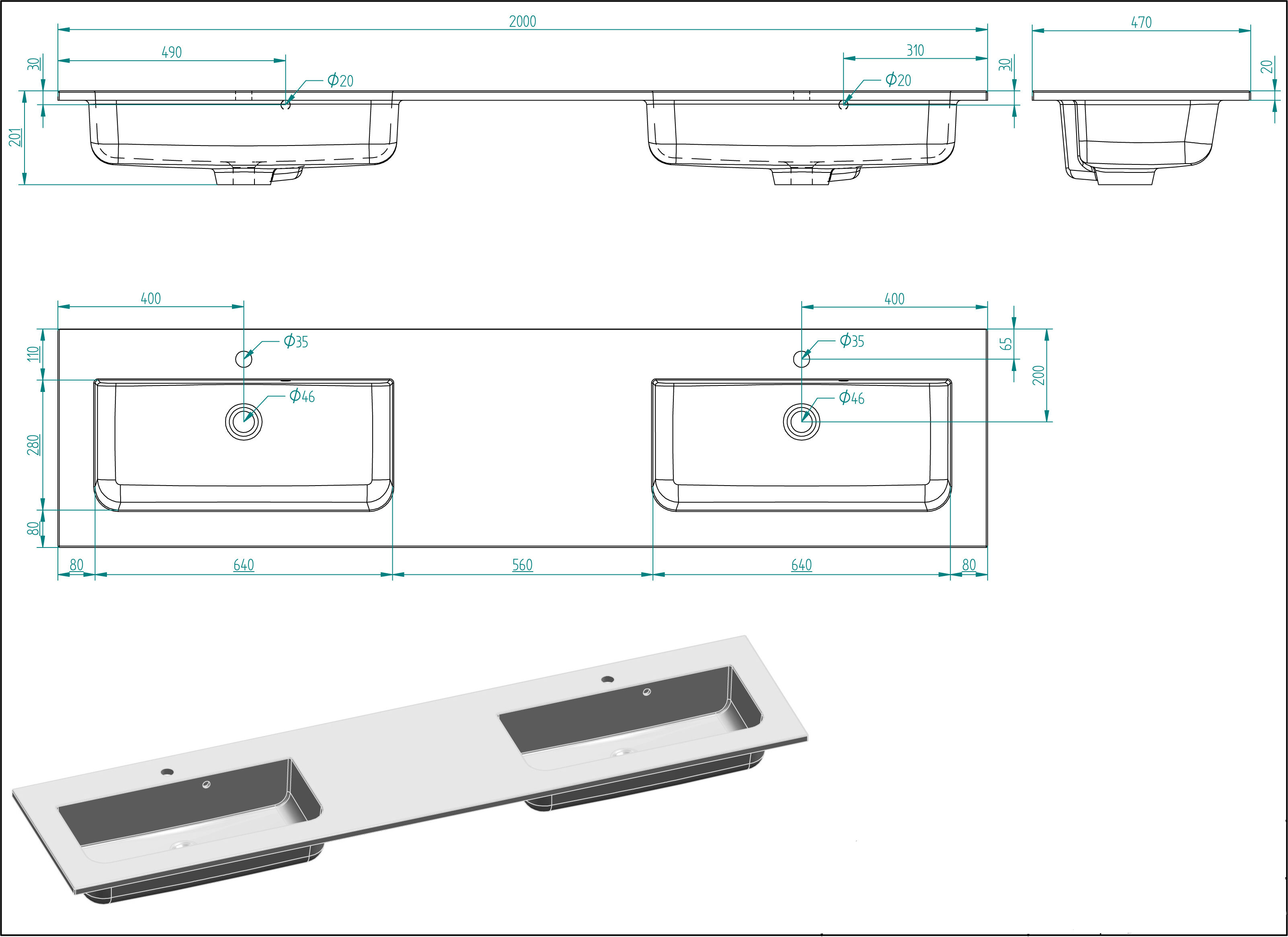 Badmöbelset Colossos200 4-teilig LED Spiegel 2x Hochschrank weiss hochglanz