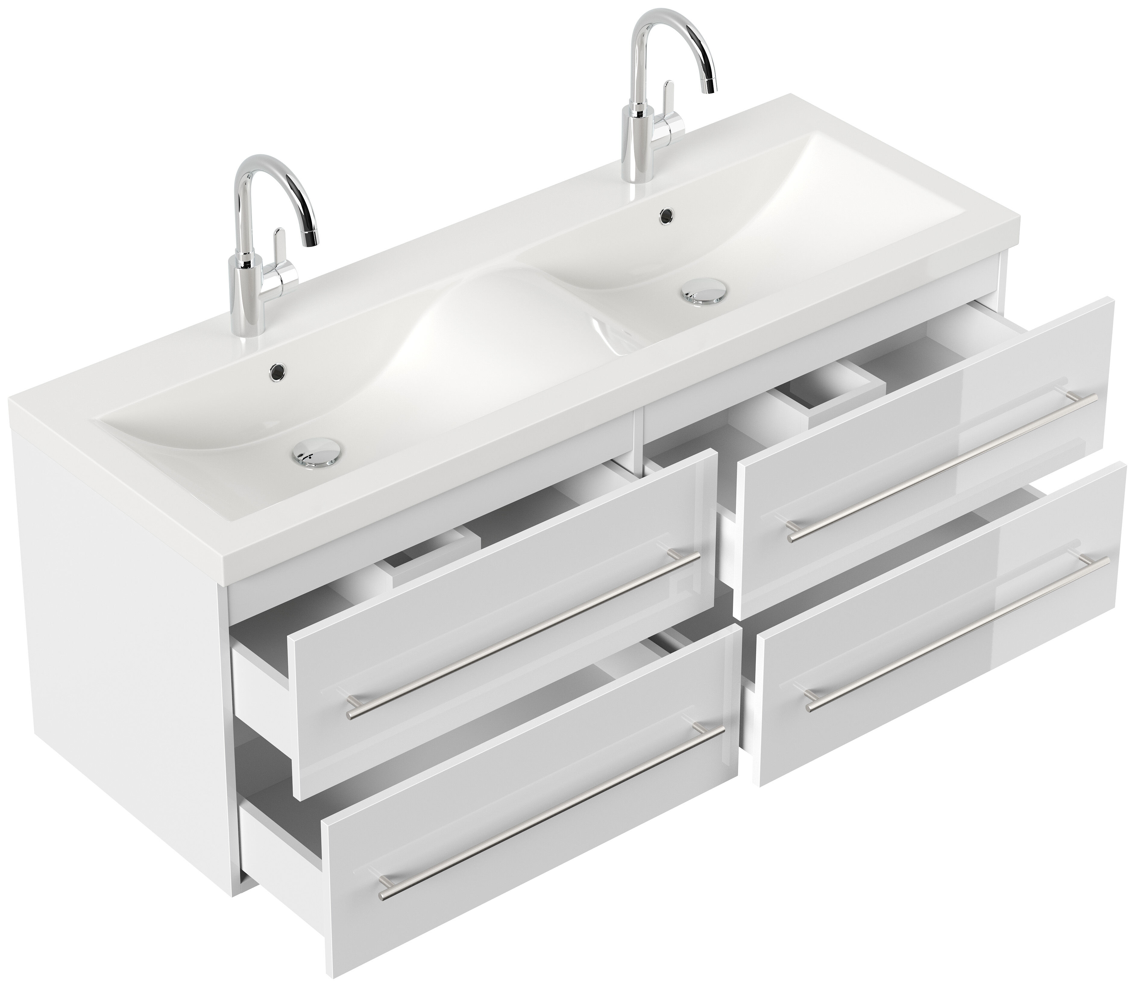 Badmöbelset Persepolis XL 4-teilig Spiegelschrank 2x Hochschrank eiche gold