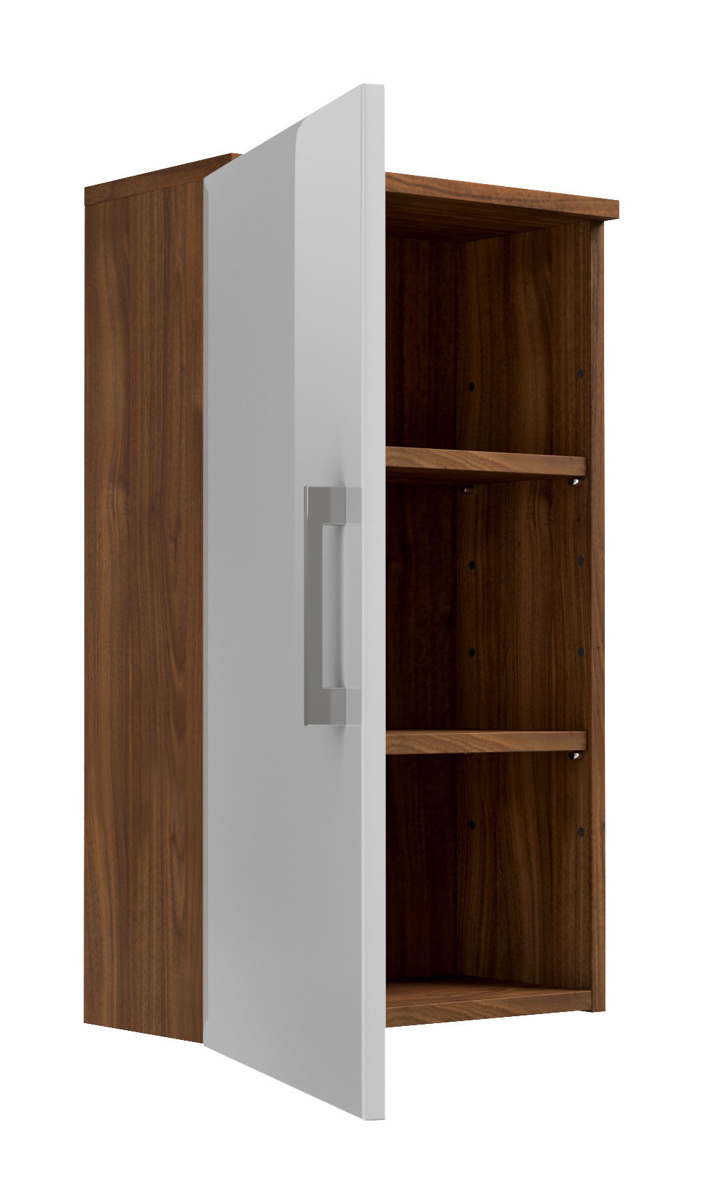 Badmöbel-Set EEK: A Malema in Walnuss- weiß mit abgerundeter Front 6-teilig