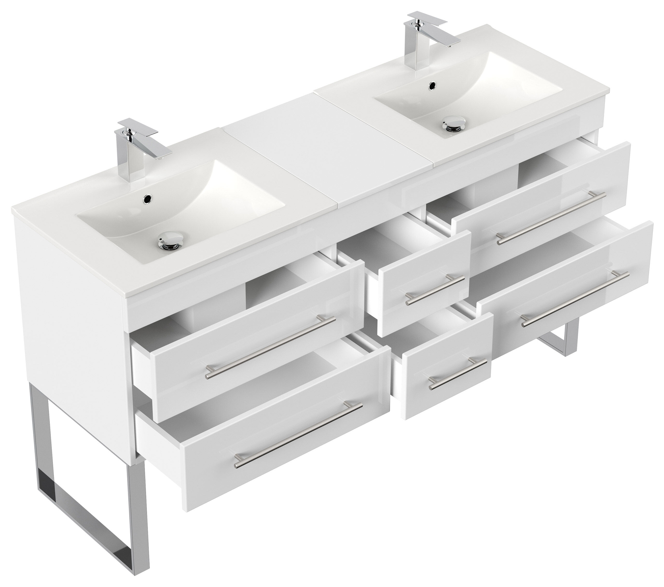 Stand Badmöbel Roma XL SoftClose weiss hochglanz