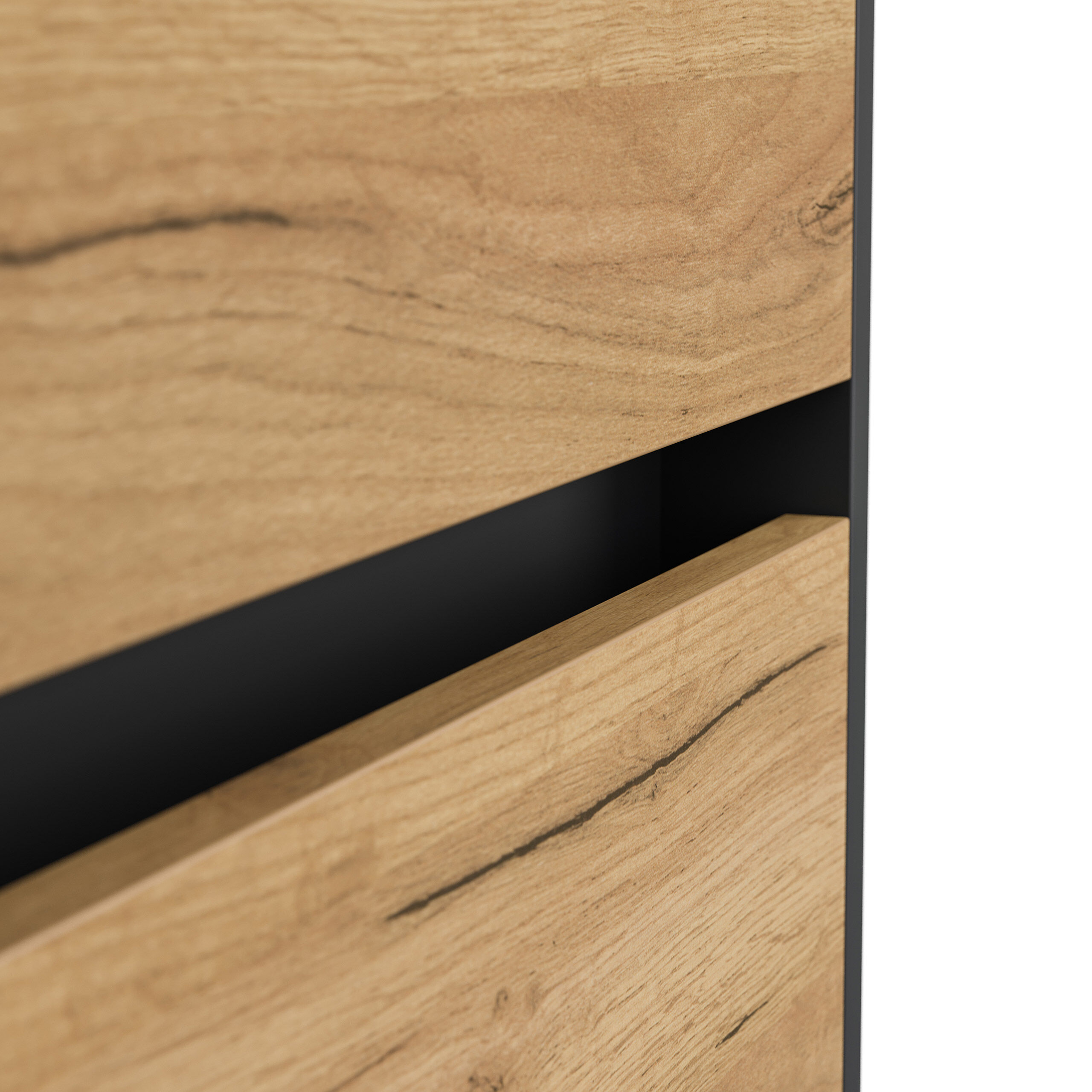 Nachttisch Yako 60cm 2 SoftClose stehend Weiß & Eiche Top