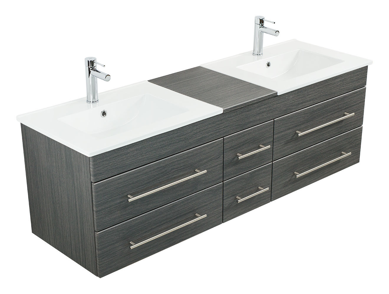 Badmöbel Milano XL 172cm Doppel- Waschtisch SoftClose weiss hochglanz