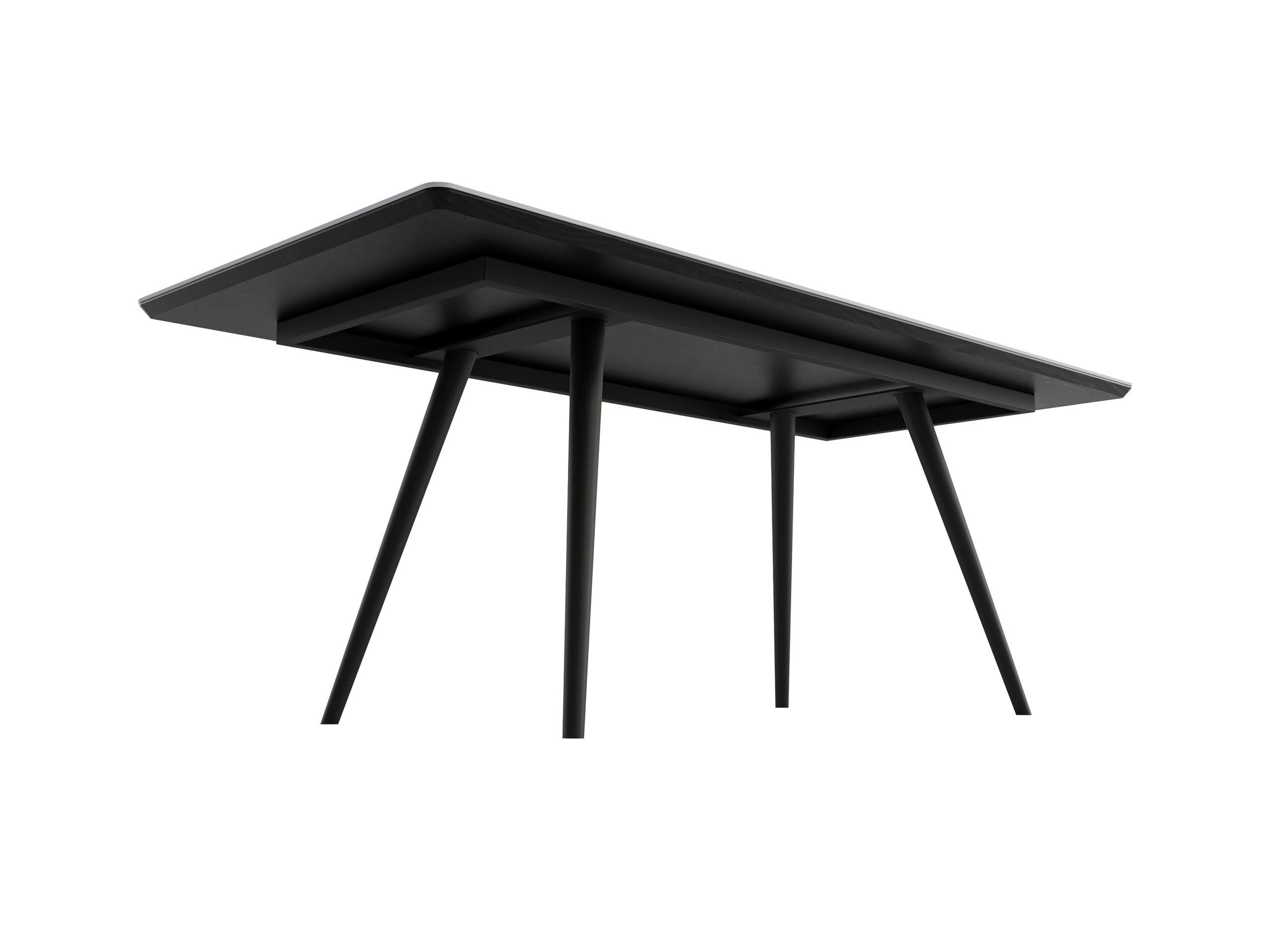 Esstisch 200x90cm weiße Keramikplatte schwarze konische Tischbeine