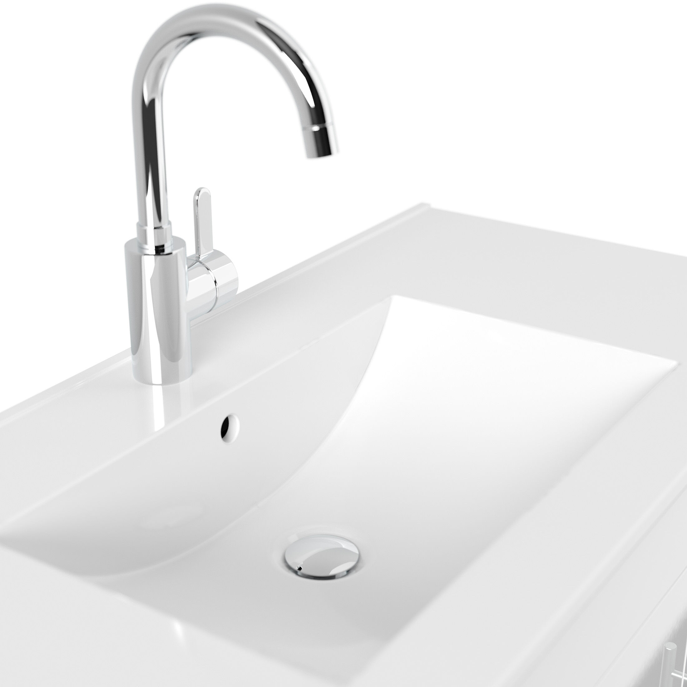 Badmöbel Venezia weiss hochglanz Waschtisch mit 3 Softclose Türen
