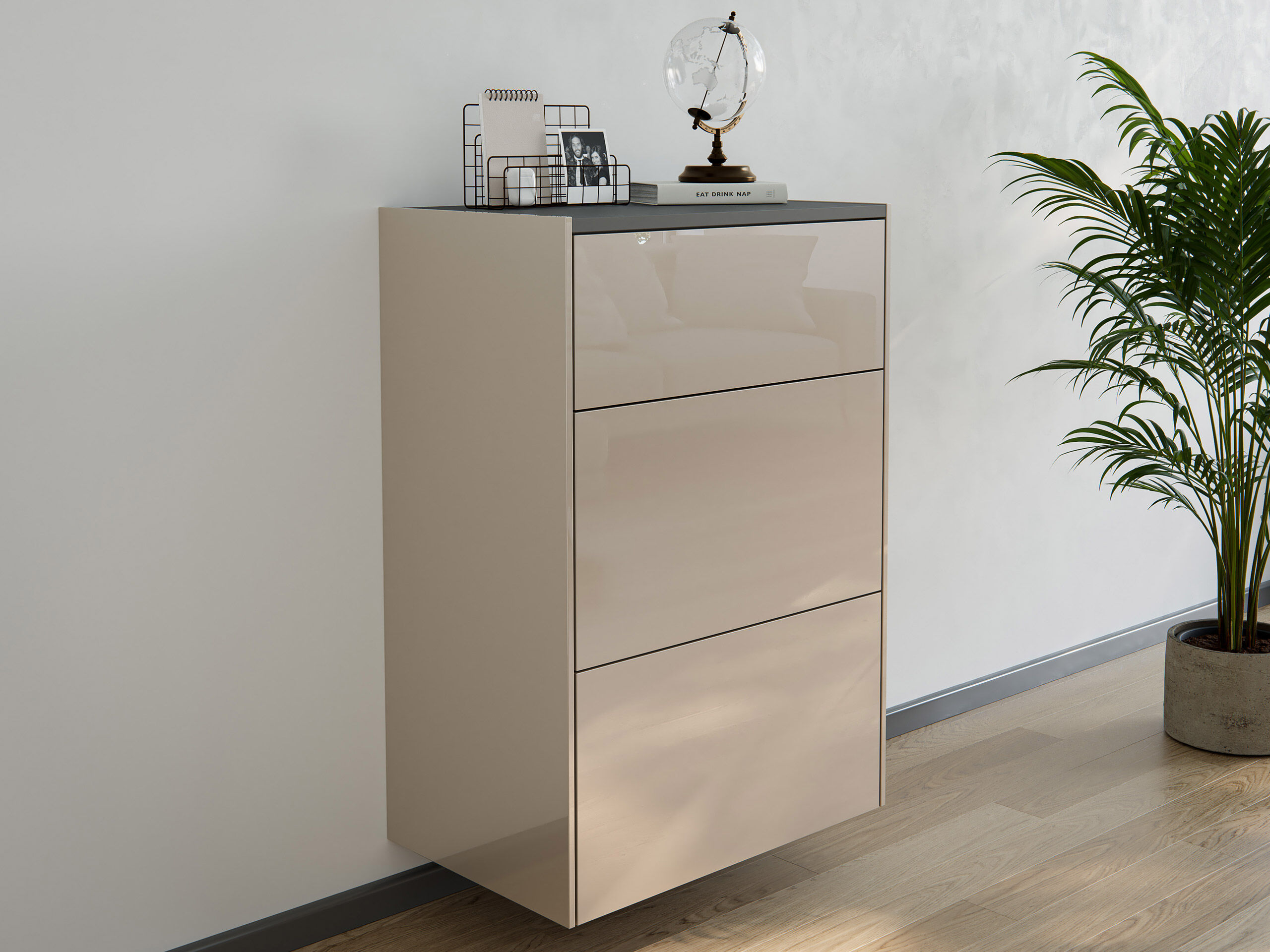 Slim-Design Kommode Edge A 60cm 3 Pushauszüge Kubanit