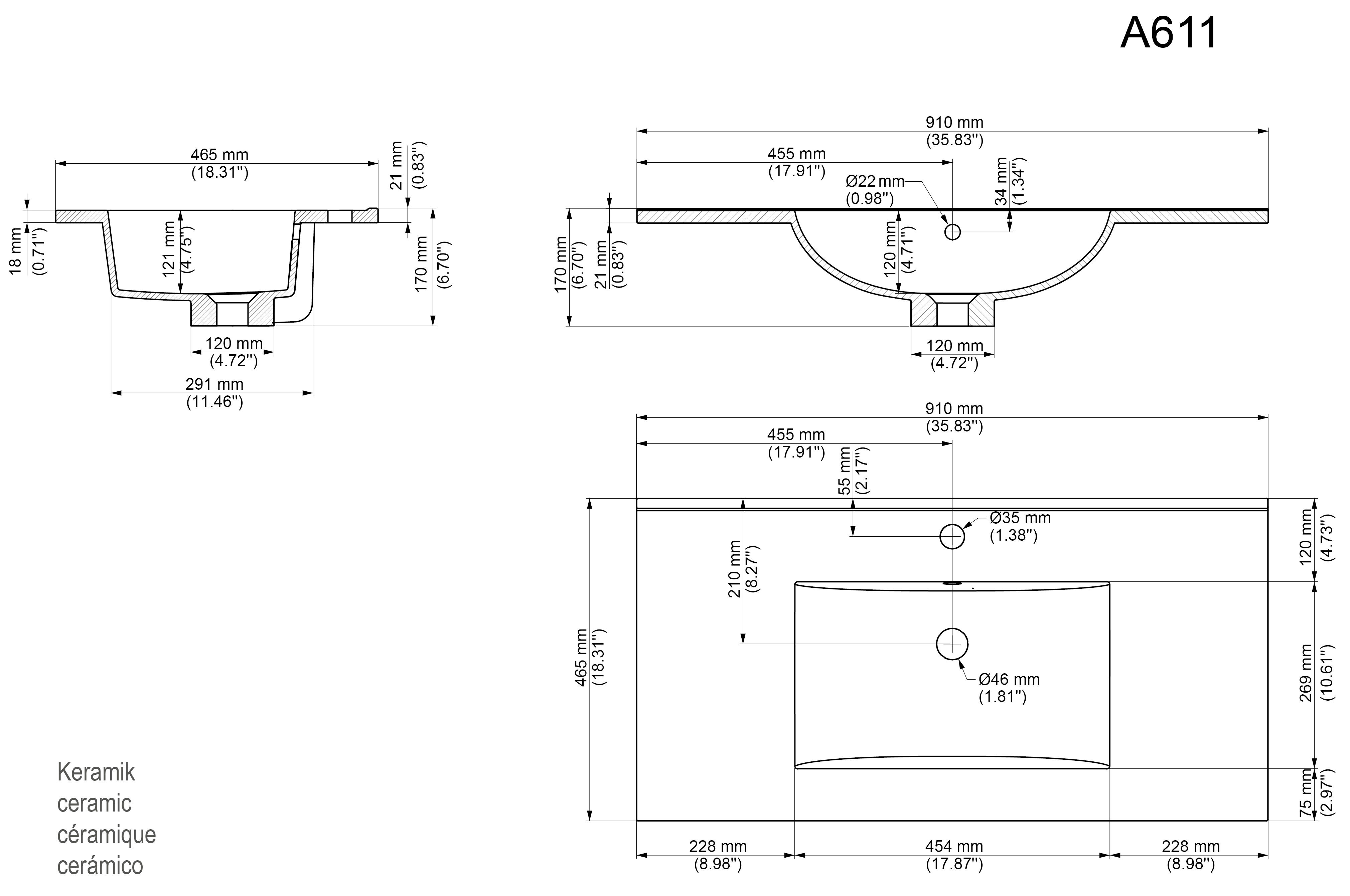 Badmöbel Set Firenze 90 3tlg. LED Spiegel und Hochschrank grafit