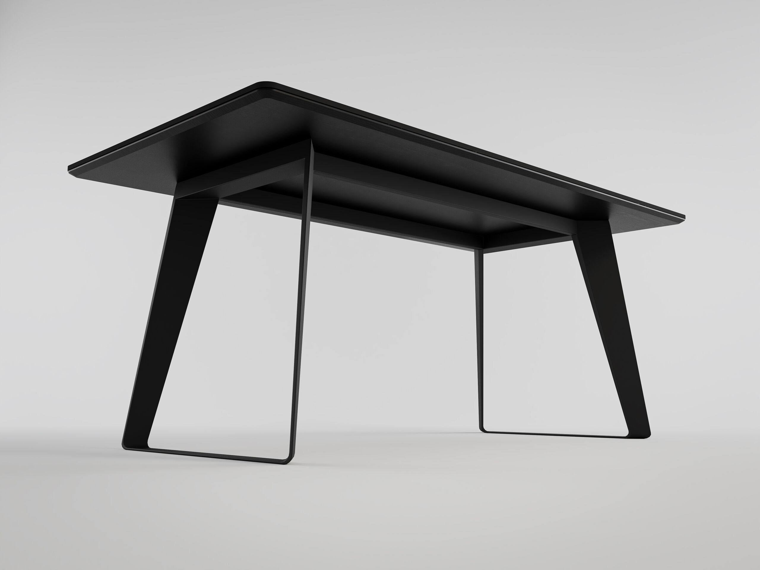 Esszimmertisch FLORINT 180x90cm graue Keramikplatte schwarze Design-Tischkufen