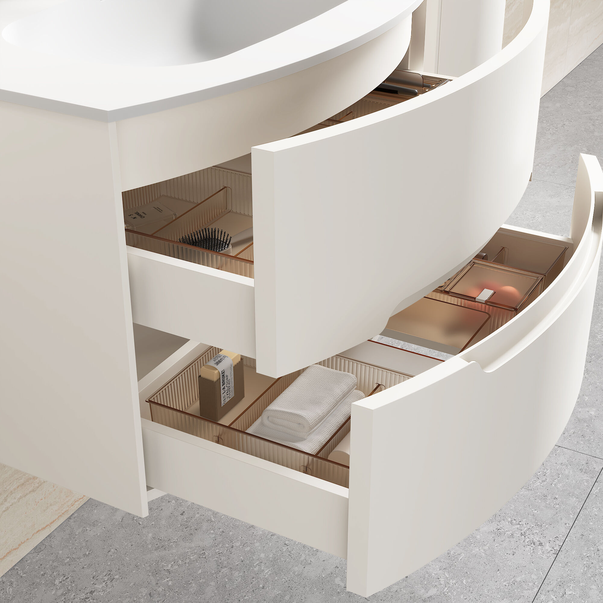 Badmöbel Set Riva 3tlg. 80 cm mit Spiegelschrank montiert weiß matt
