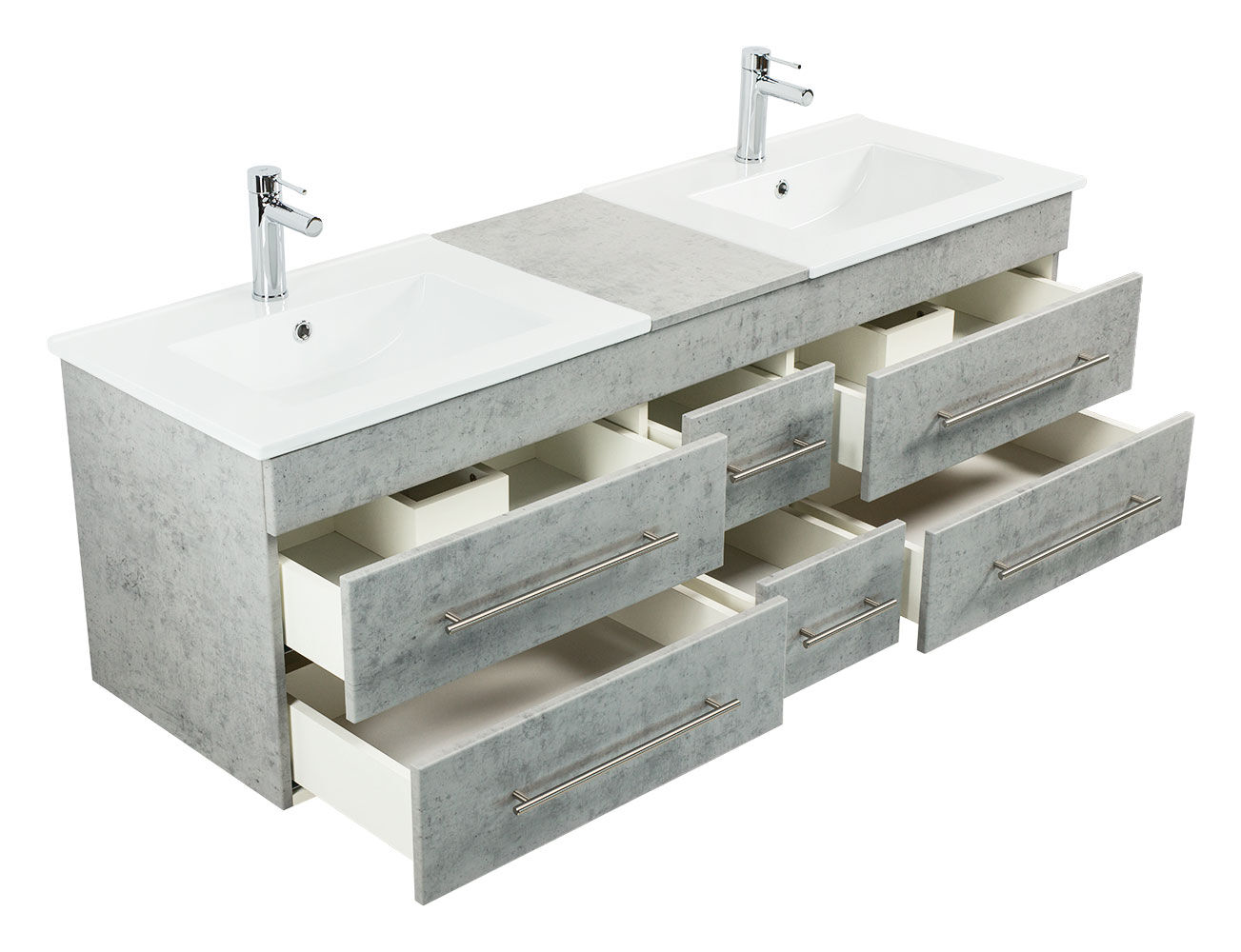 Badmöbel Milano XL 172cm Doppel- Waschtisch SoftClose weiss hochglanz