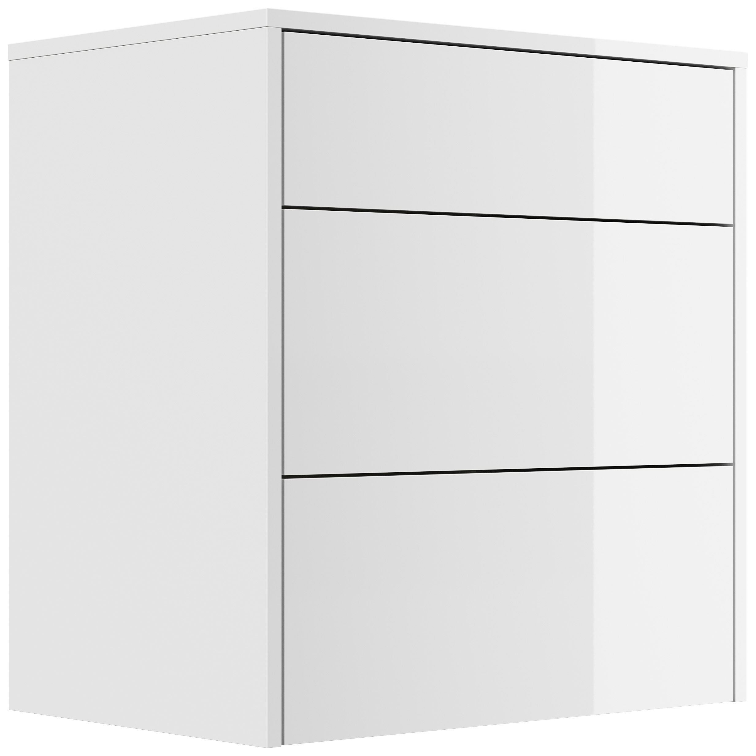 Design Nachttisch Lux L 60cm hängend, 3 Pushauszüge Weiß Hgl