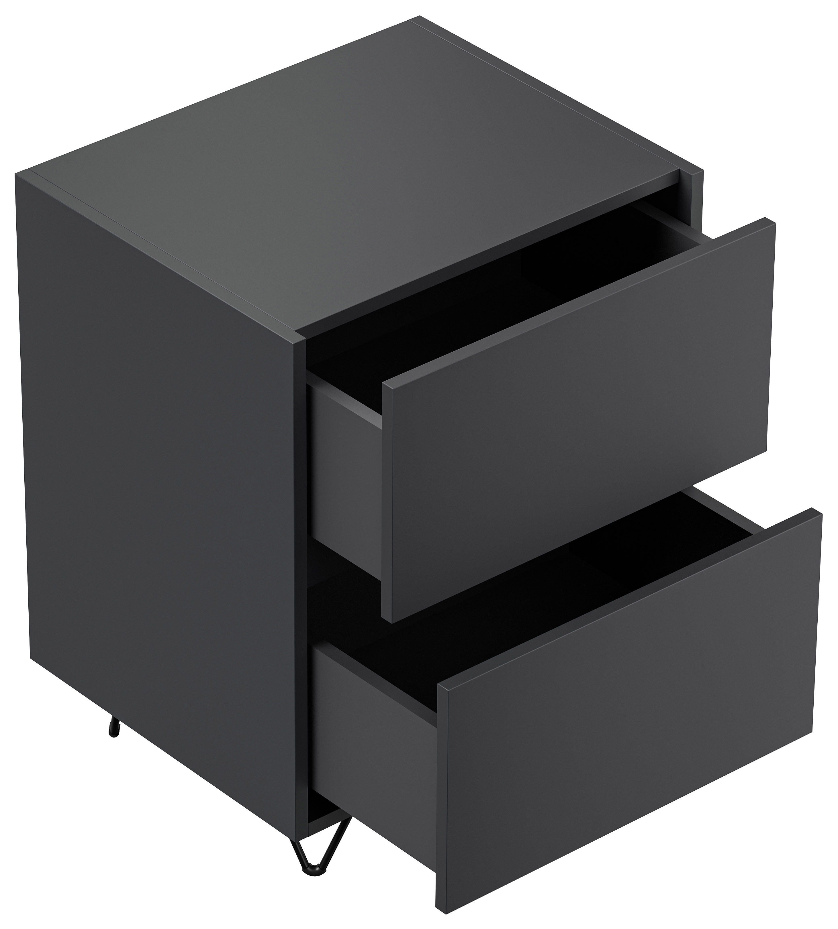 Nachttisch Yako 50cm 2 SoftClose stehend Weiß & Eiche Front