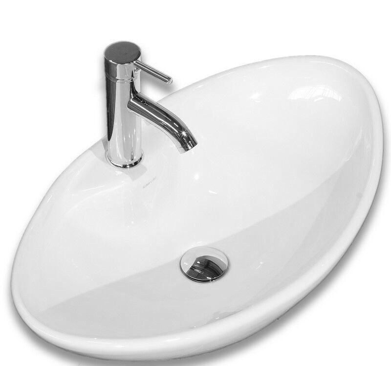 Badmöbel Classico XL weiss hochglanz mit Aufsatzwaschbecken