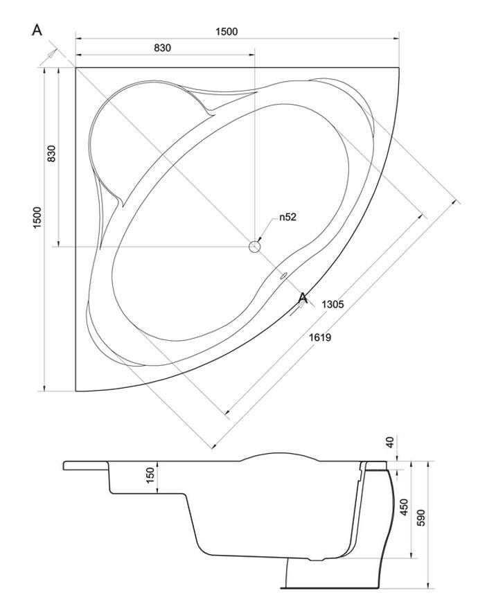 Enjoy Premium Whirlpool Set (L/B/H) 150x150x59 cm