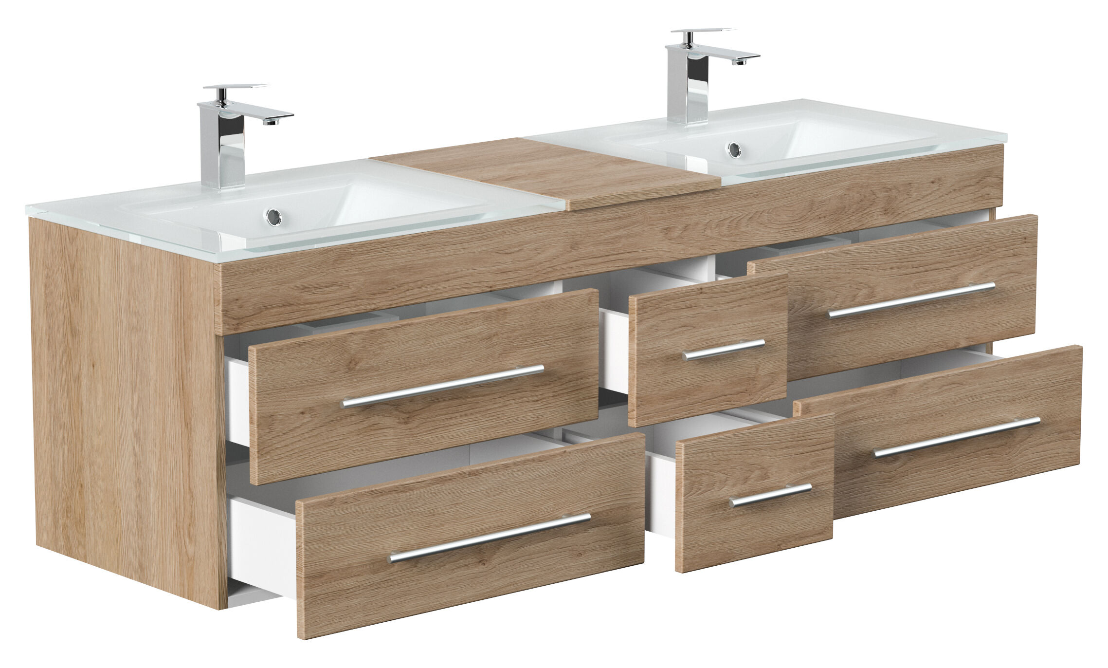 Badmöbel Vitro XL mit Doppel-Glasbecken SoftClose beton