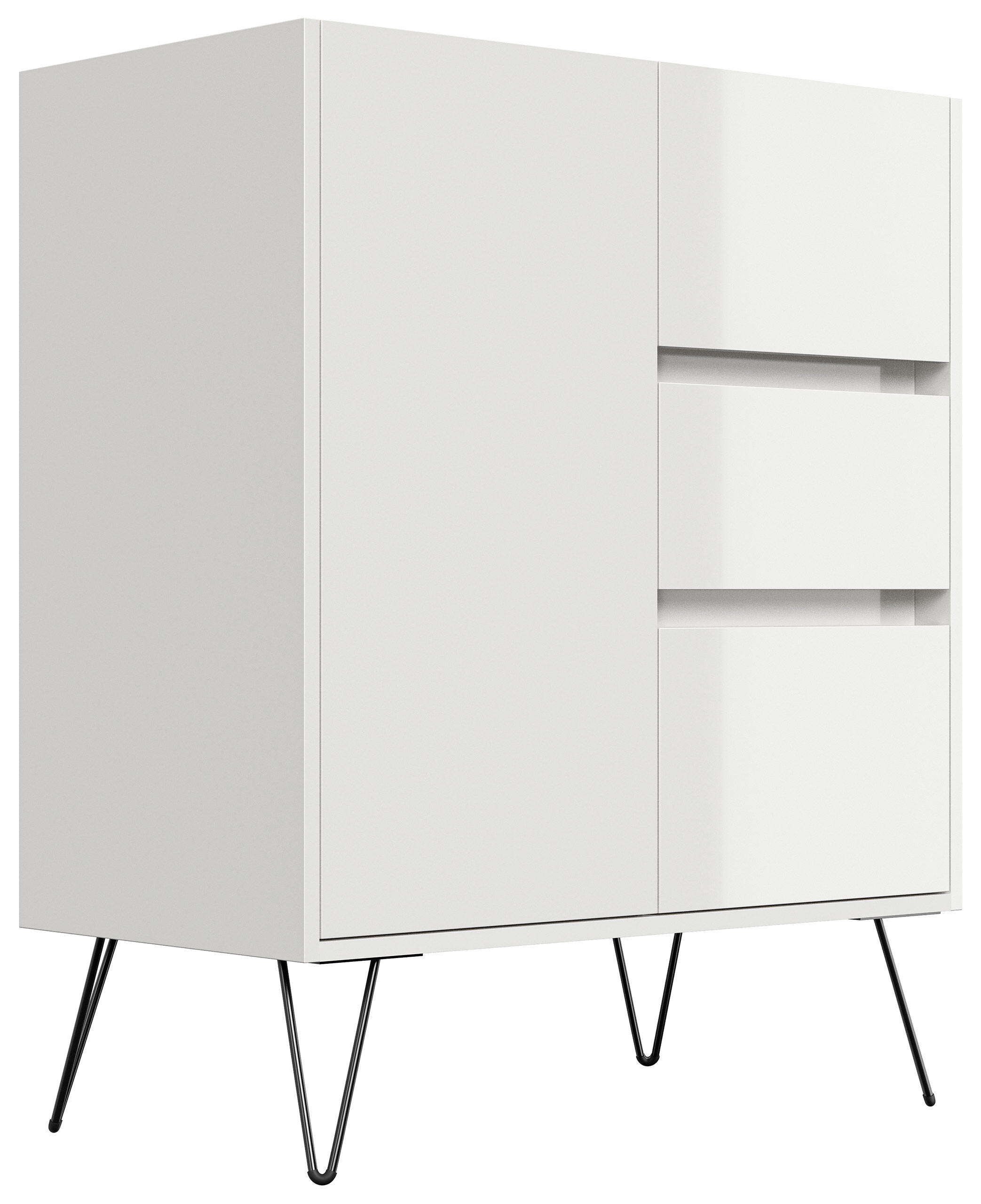Design Sideboard Kommode Rauk 80cm 3 Greifraum SoftClose 1 Tür Grafit