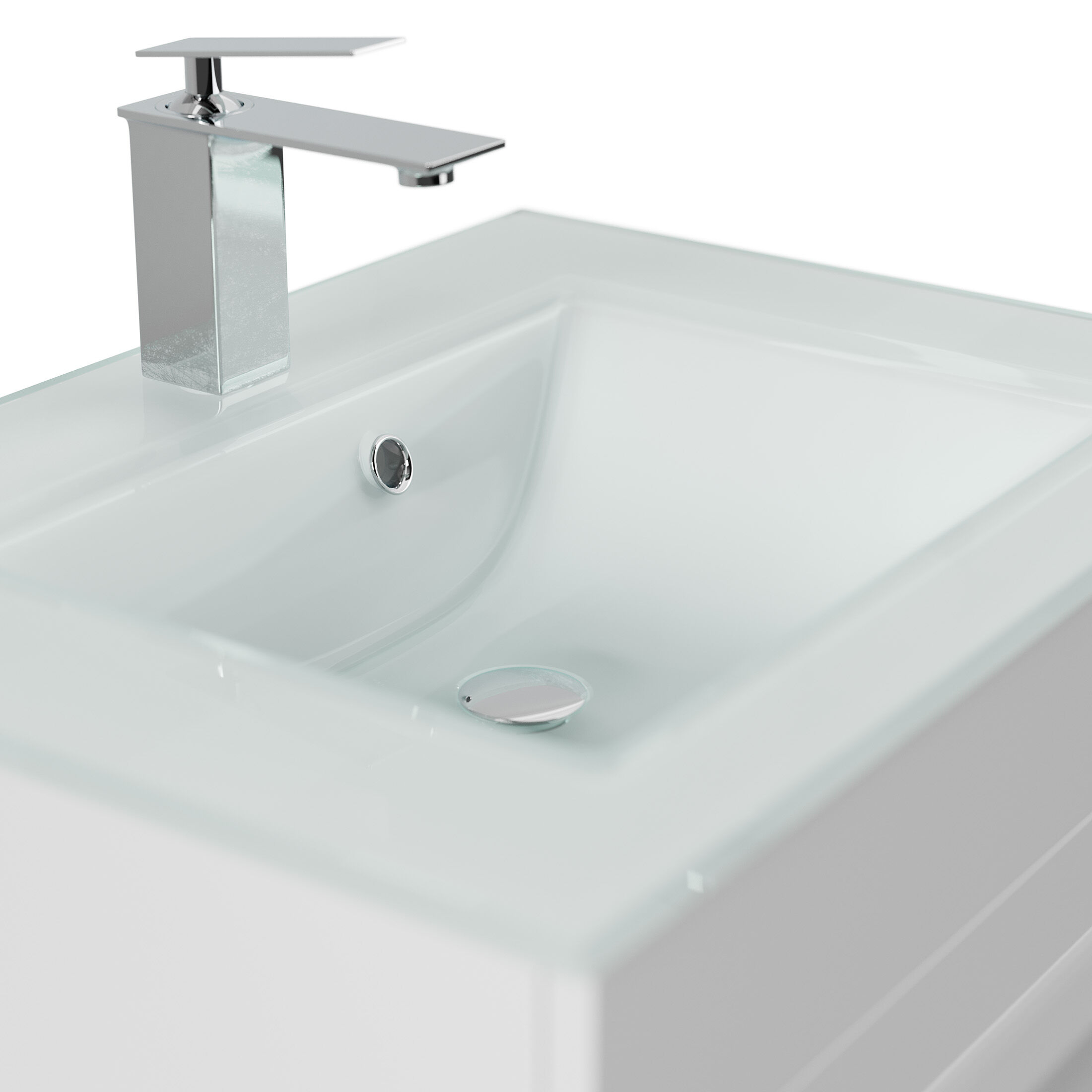 Badmöbel Vitro 60 inkl. Glasbecken SoftClose weiss hochglanz
