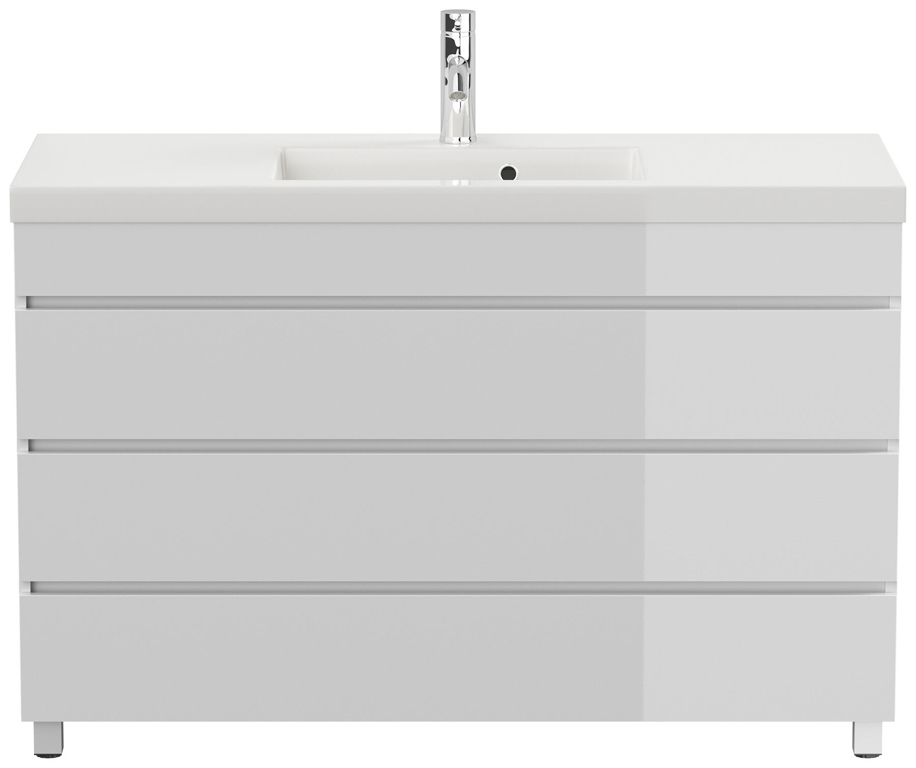 Stand Badmöbel GENEVA 120 SoftClose weiss hochglanz mit 3 grifflosen Schubladen