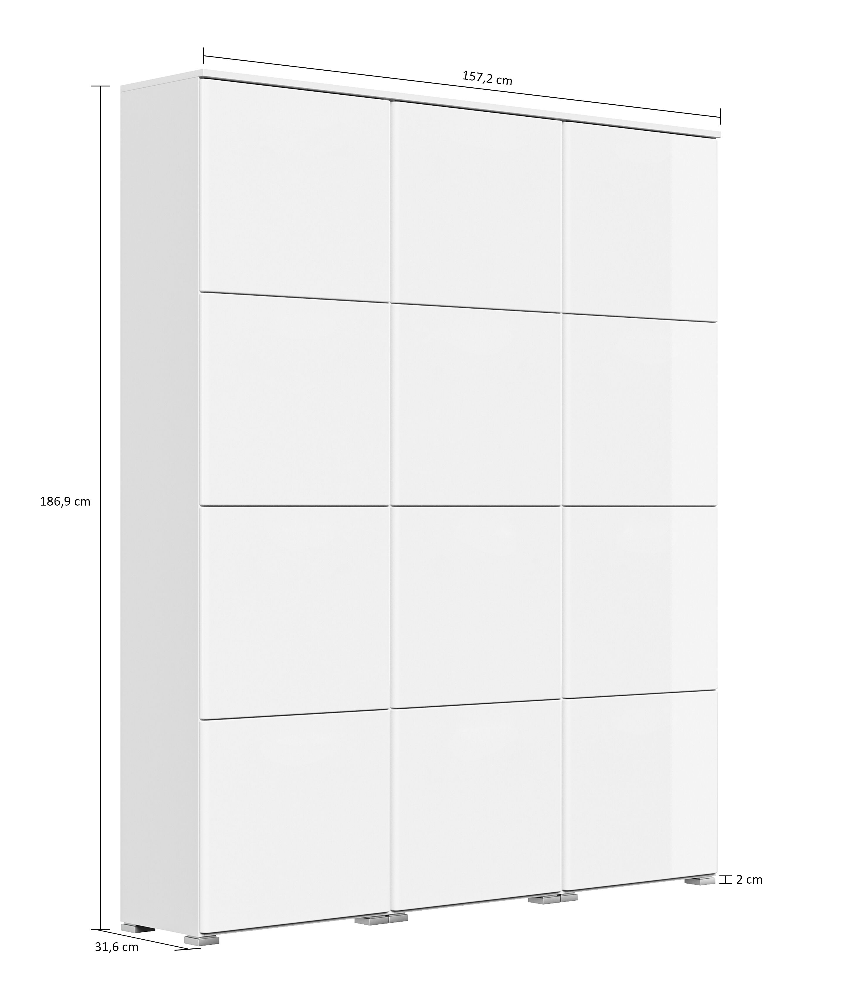 Schuhschrank XXXL Emotion 12 Klappen 48 Paar 160x187 cm Weiss-Brombeer