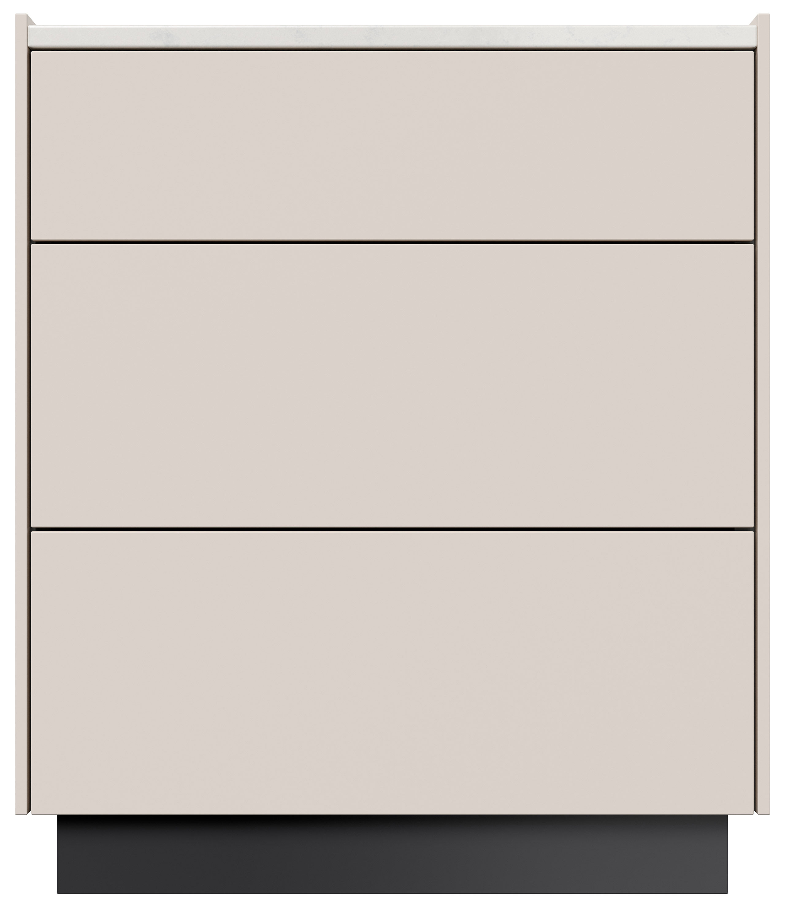 Design Nachttisch Kommode Lux L 60cm, Quarztop, 3 Pushauszüge lackiert Weiß Hgl
