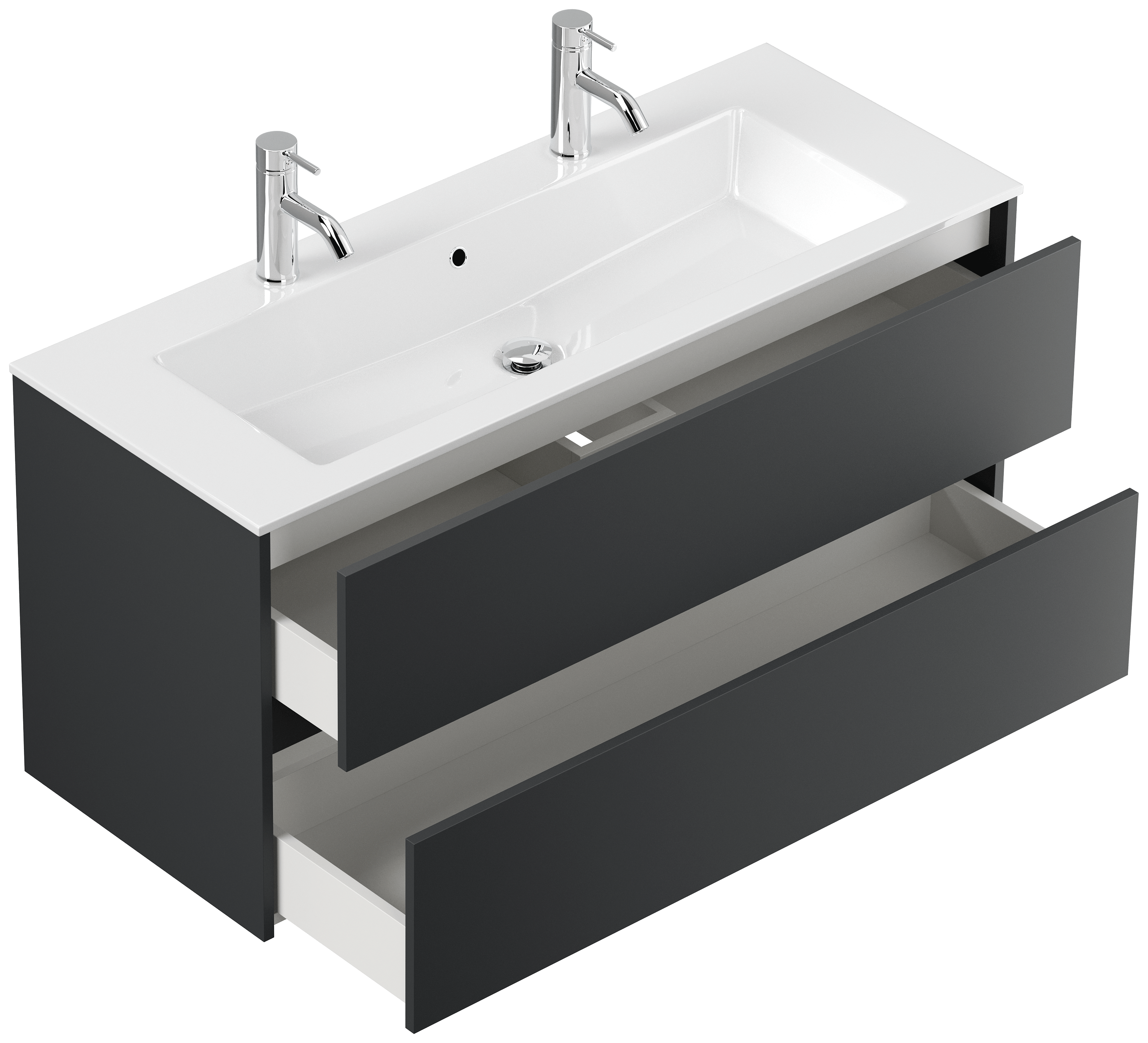 Doppelbadmöbel Taifun & Waschtisch 120 cm 2 Greifraum SoftClose Grafit