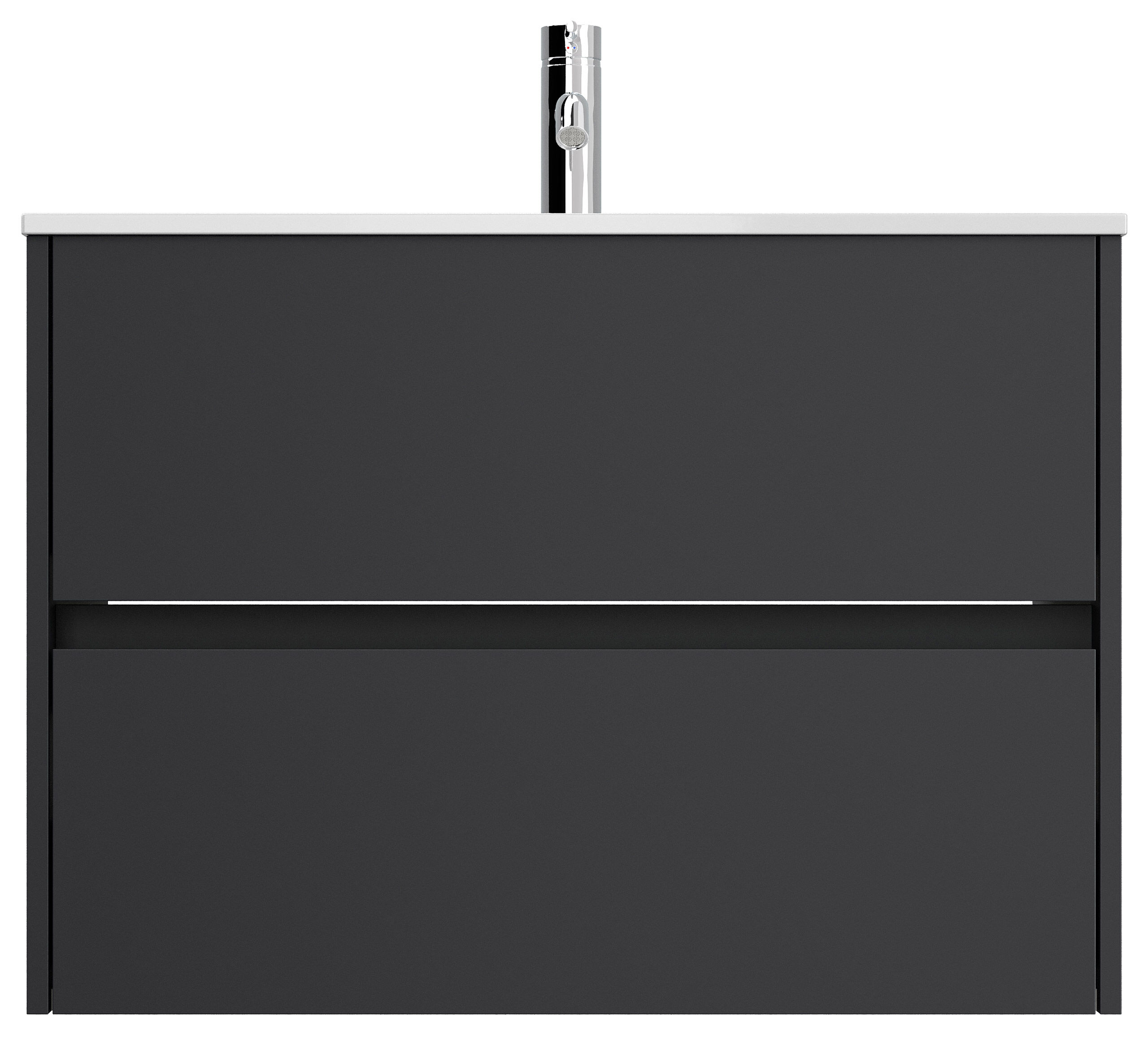 Badmöbel Taifun & Waschtisch 80 cm 2 Greifraum SoftClose Auszüge Grafit 