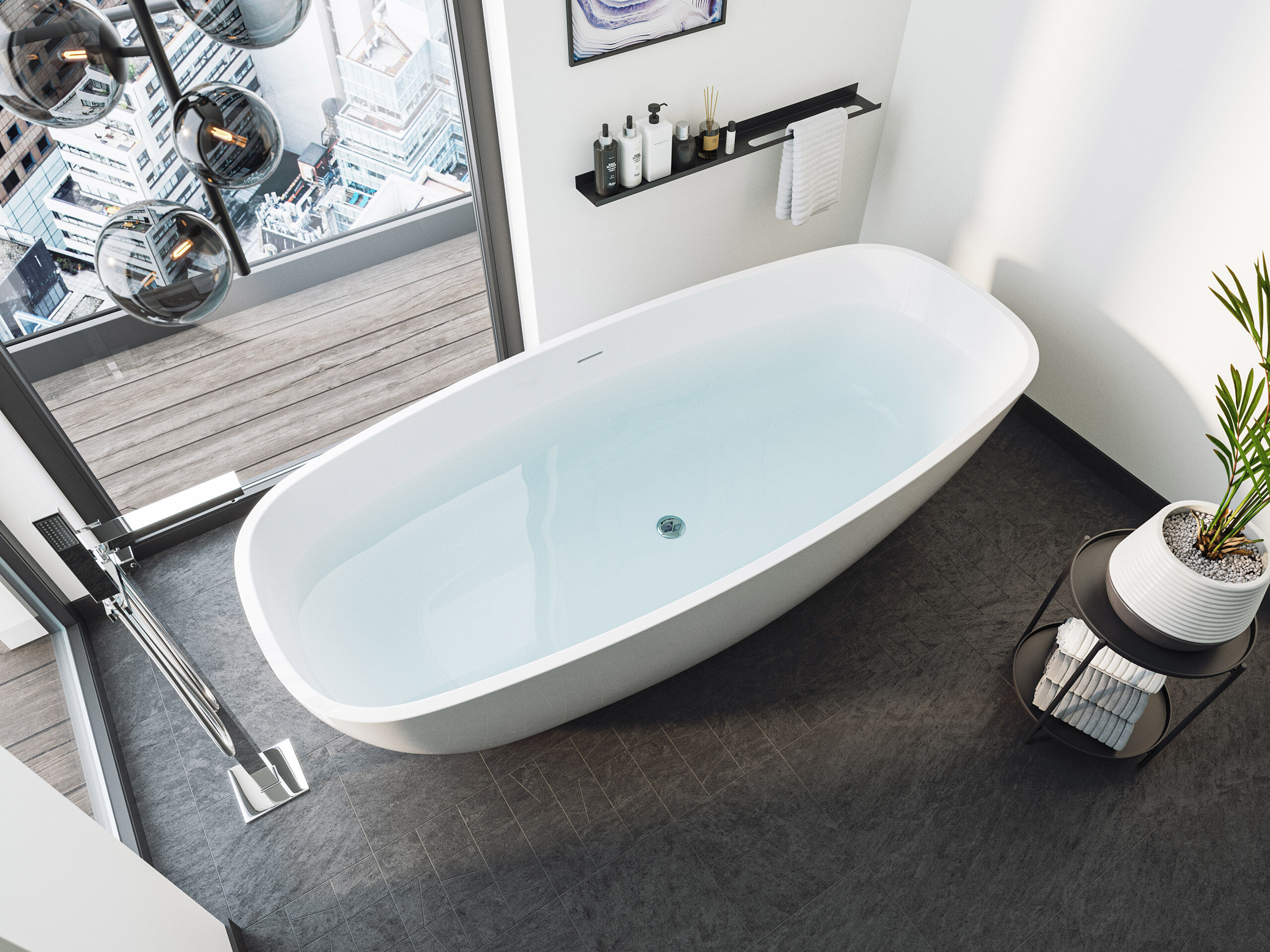 Freistehende Badewanne Legacy 200 Mineralguss Weiß glänzend