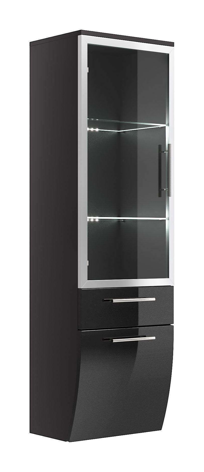Hochschrank Salona 135 cm mit Glastür Anthrazit