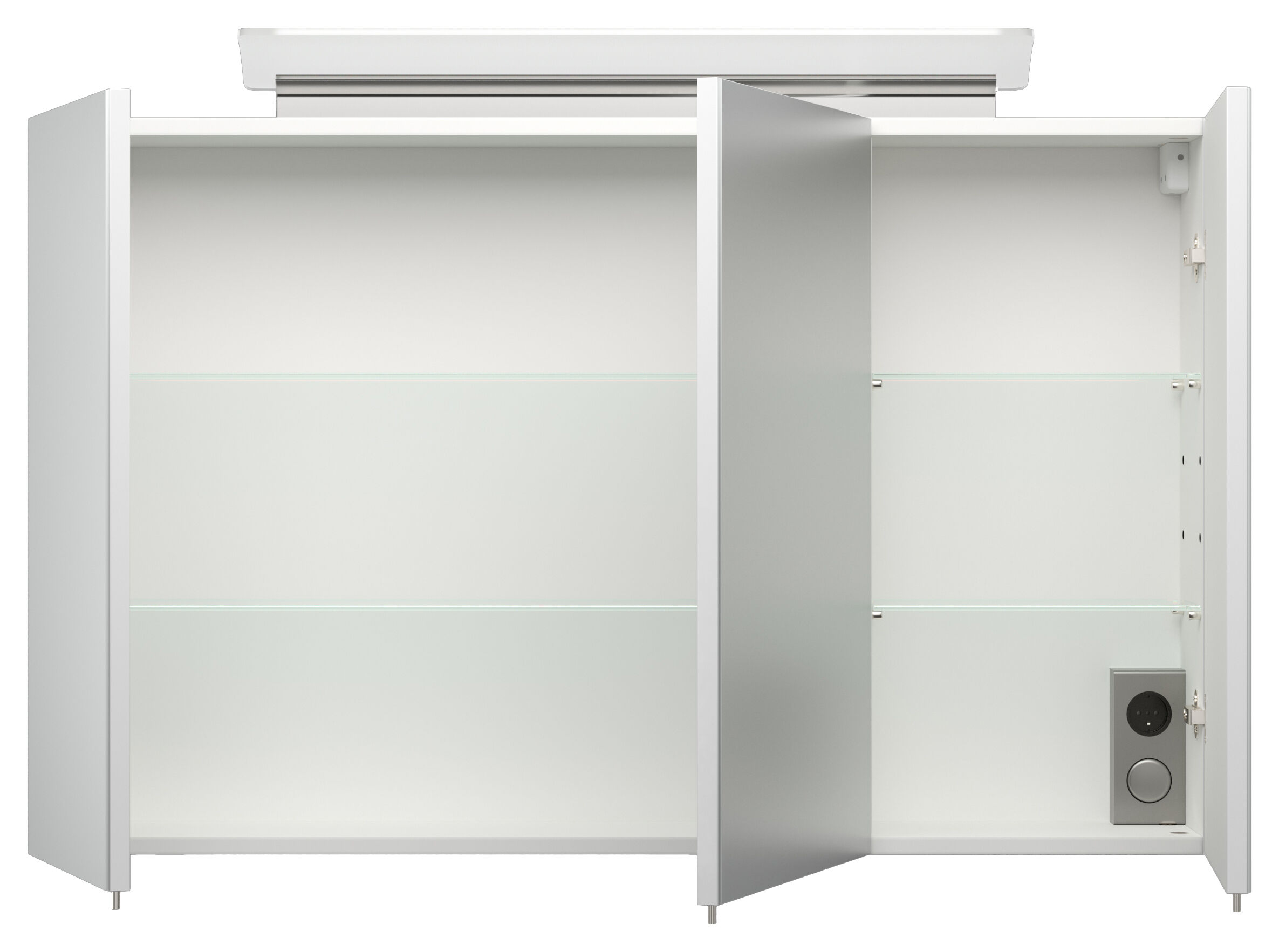 Spiegelschrank 100cm inkl. Design LED-Lampe und Glasböden beton