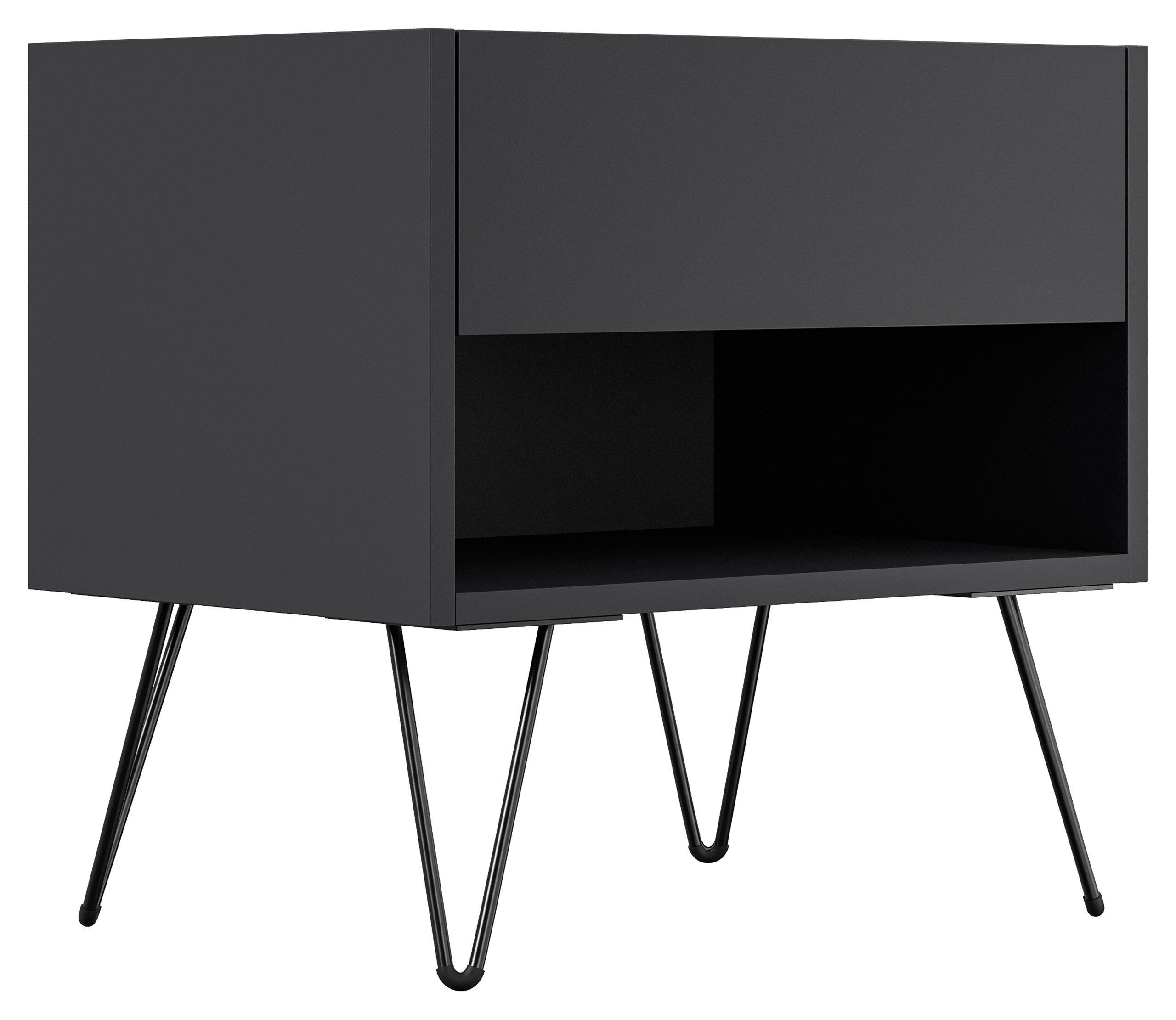 2er Set Nachttisch Dion 50cm SoftClose stehend Weiß Hgl