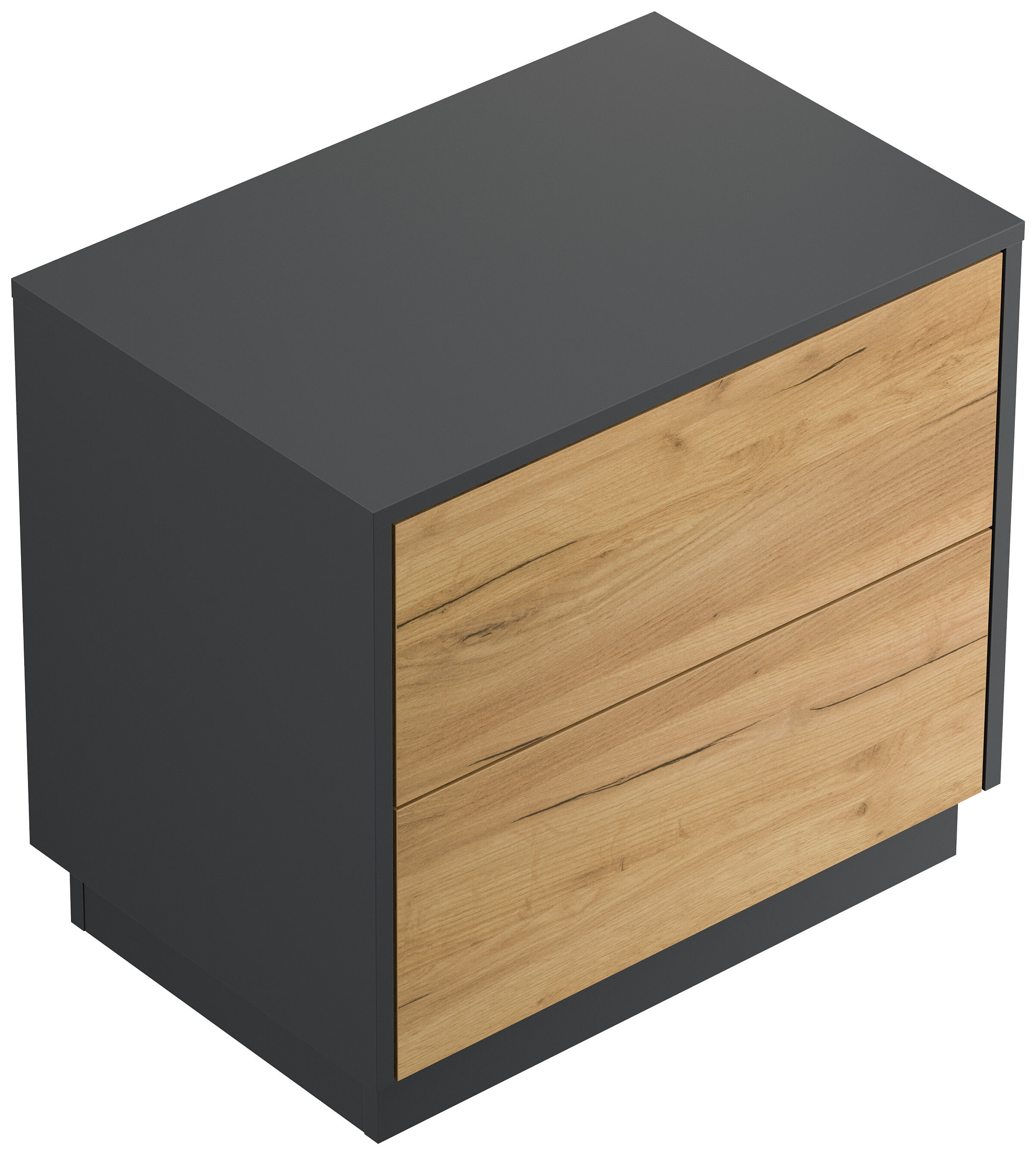 Design Nachttisch Concepto L 60cm stehend, 2 Pushauszüge Weiß Hgl Eiche