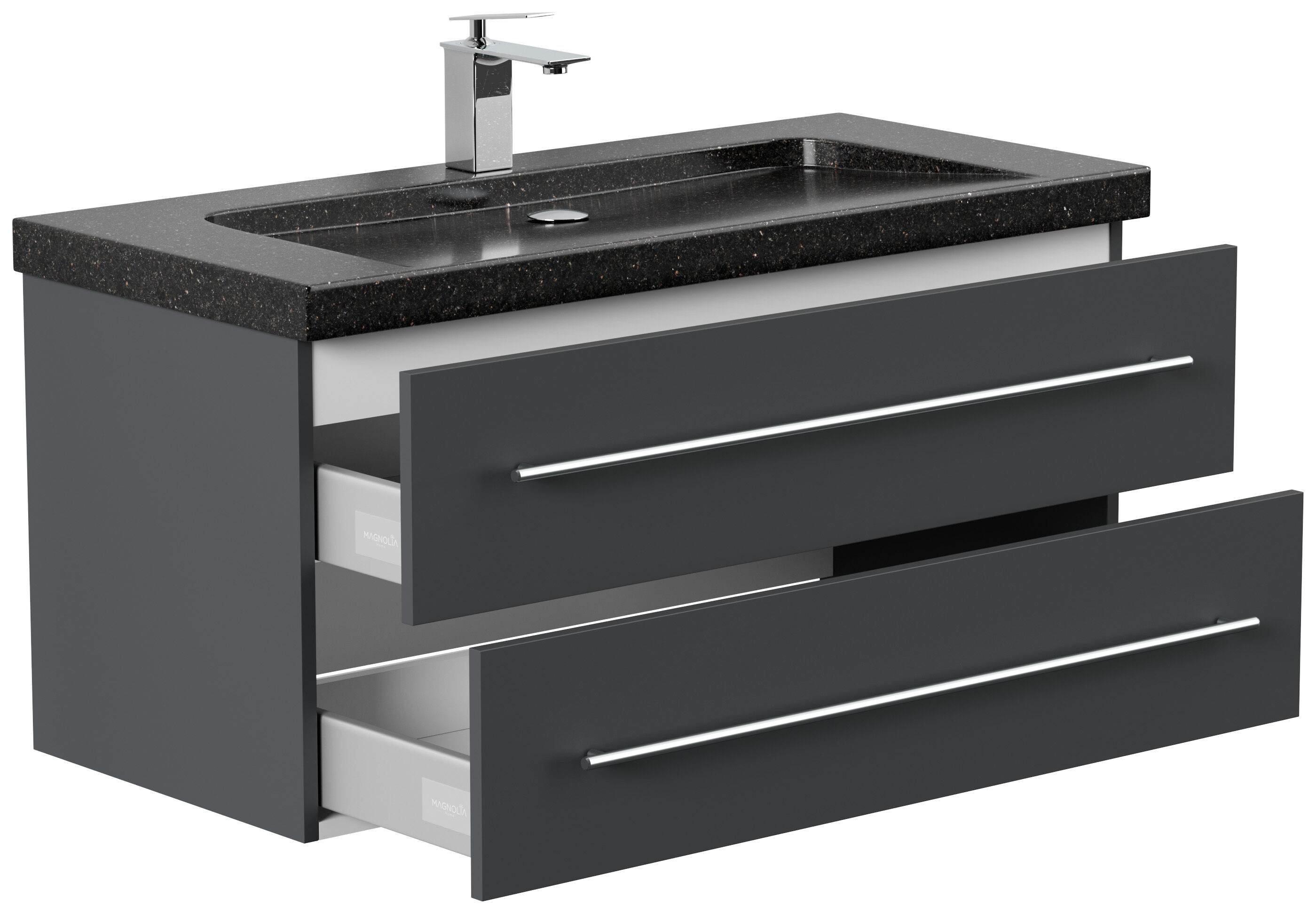 Badmöbel Granit Galaxy Black Damo 100 cm 1 Hahnloch SoftClose grafit