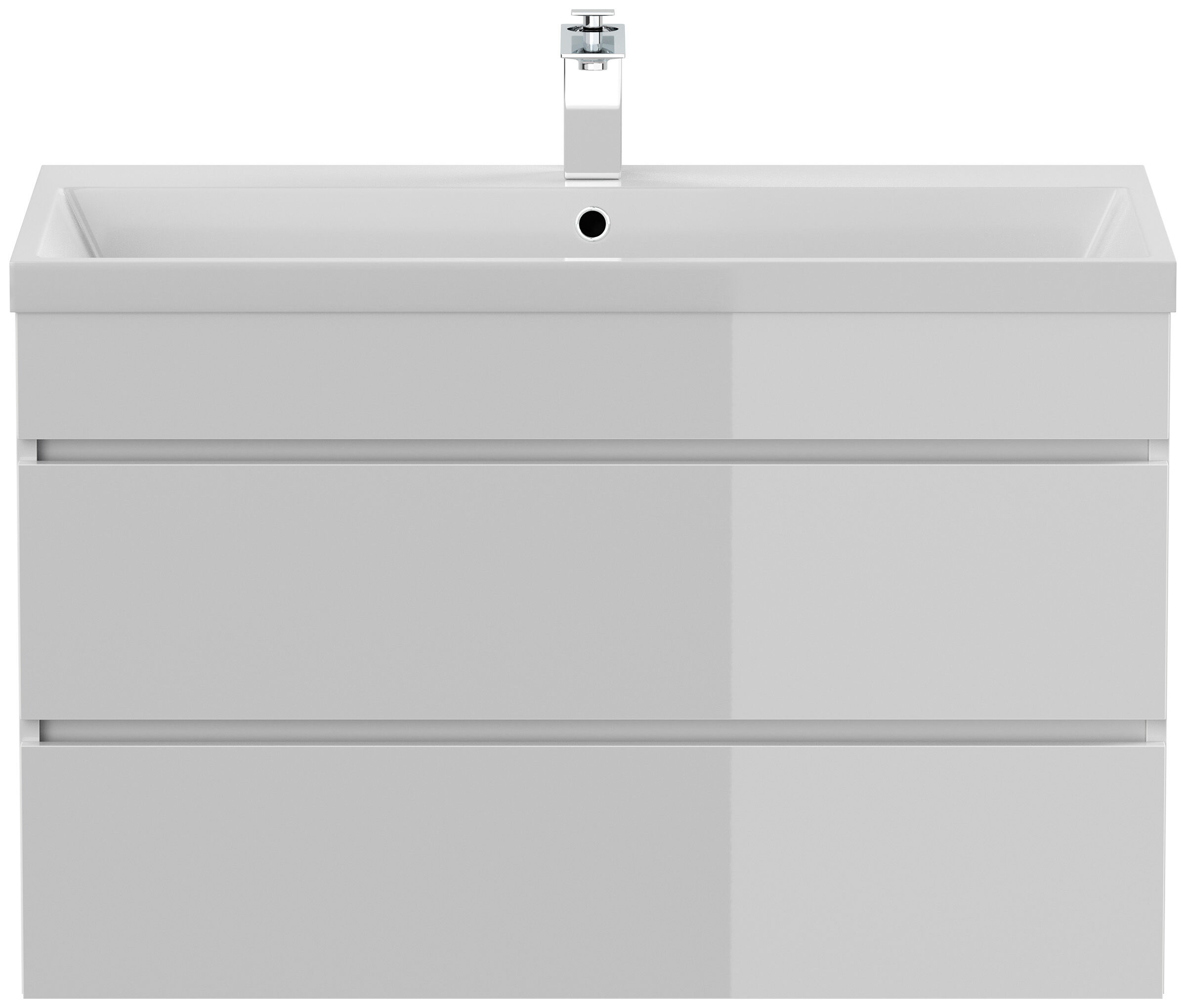 Badmöbel Via 90 SoftClose weiss hochglanz mit grifflosen Schubladen