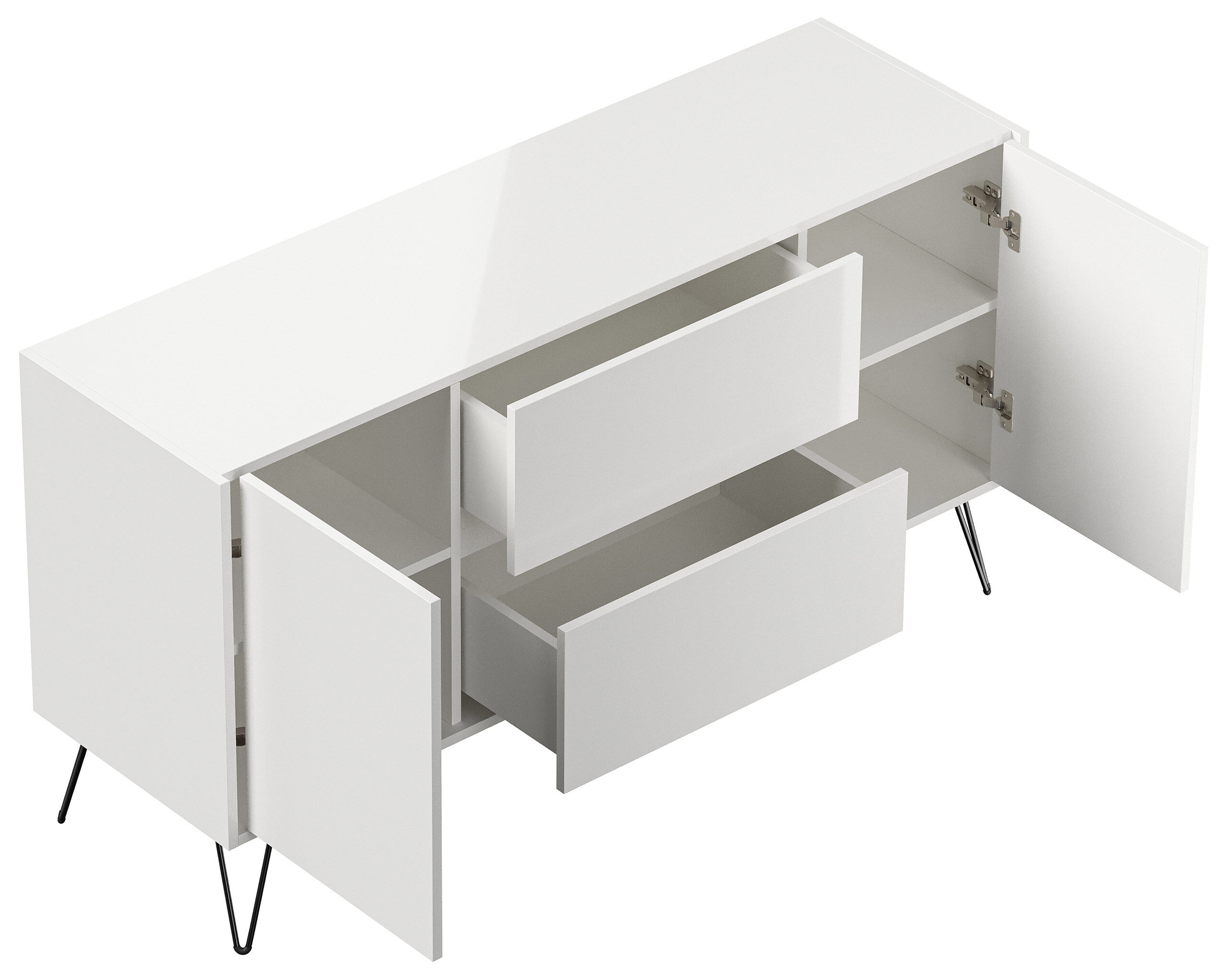 Raumwunder Sideboard Maya 140cm 2 Greif-SoftClose 2 Türen Grafit/Eiche Front